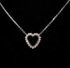Classic Diamond Heart Necklace in White Gold