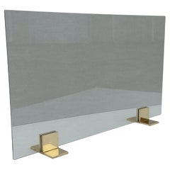 Classic Tempered Glass & Brass or Nickel Feet Fire Screen by Betzinger Designs
