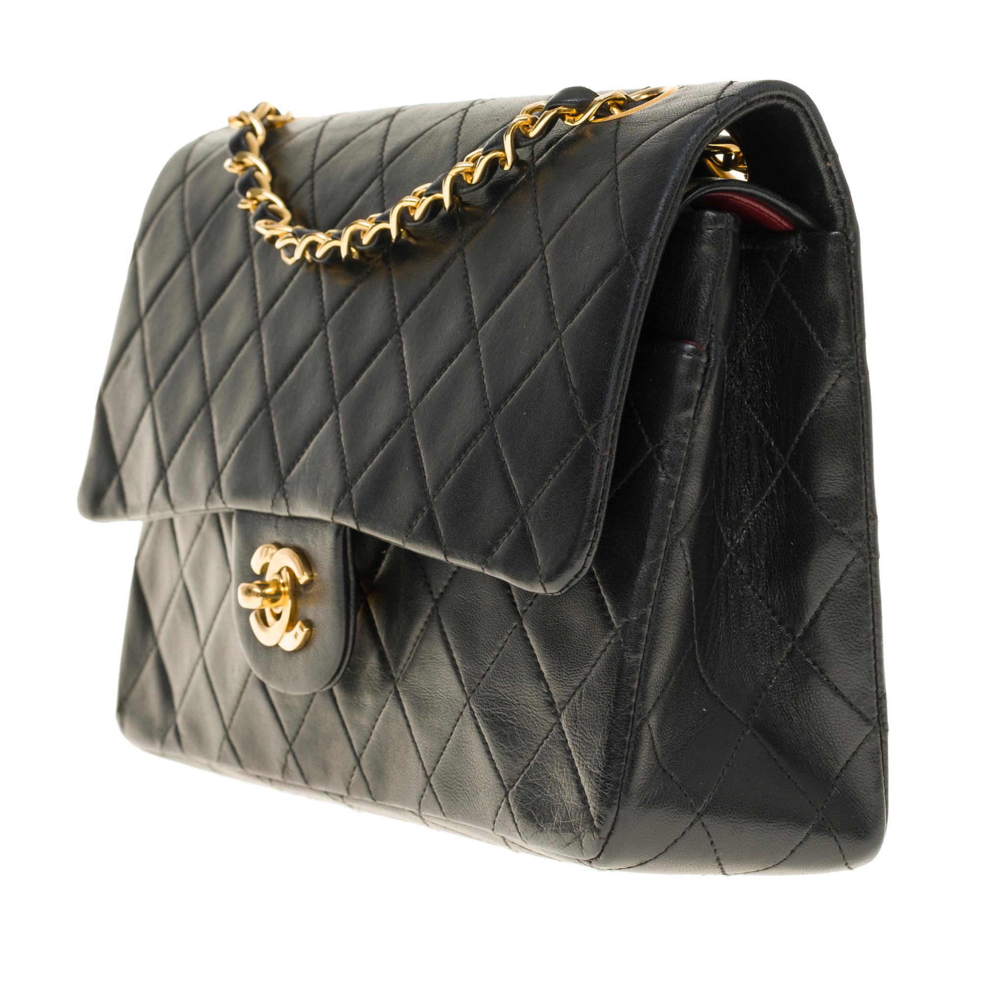 Black The Classy Chanel Timeless Medium Shoulder bag in black quilted lambskin and GHW