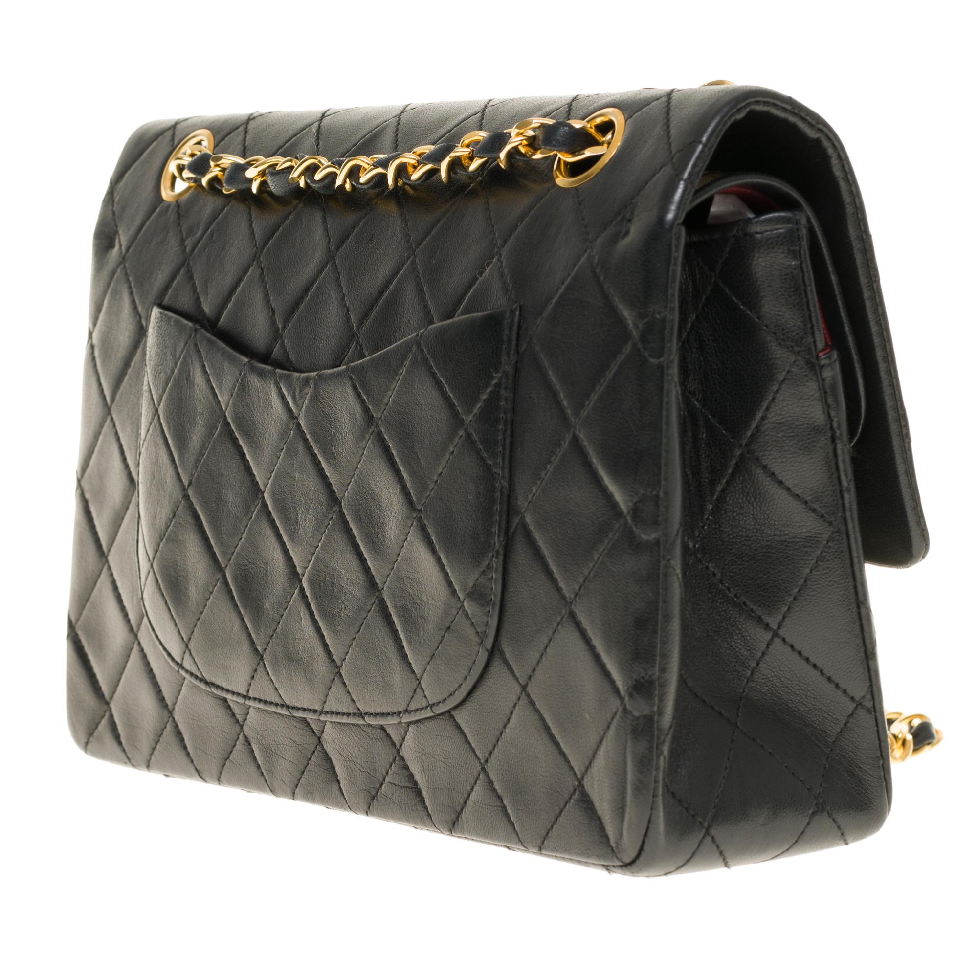 The Classy Chanel Timeless Medium Shoulder bag in black quilted lambskin and GHW In Good Condition In Paris, IDF