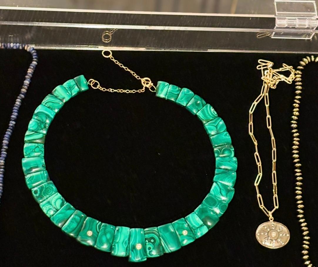 La collana CLEOPATRA // malachite e diamanti in vendita 4