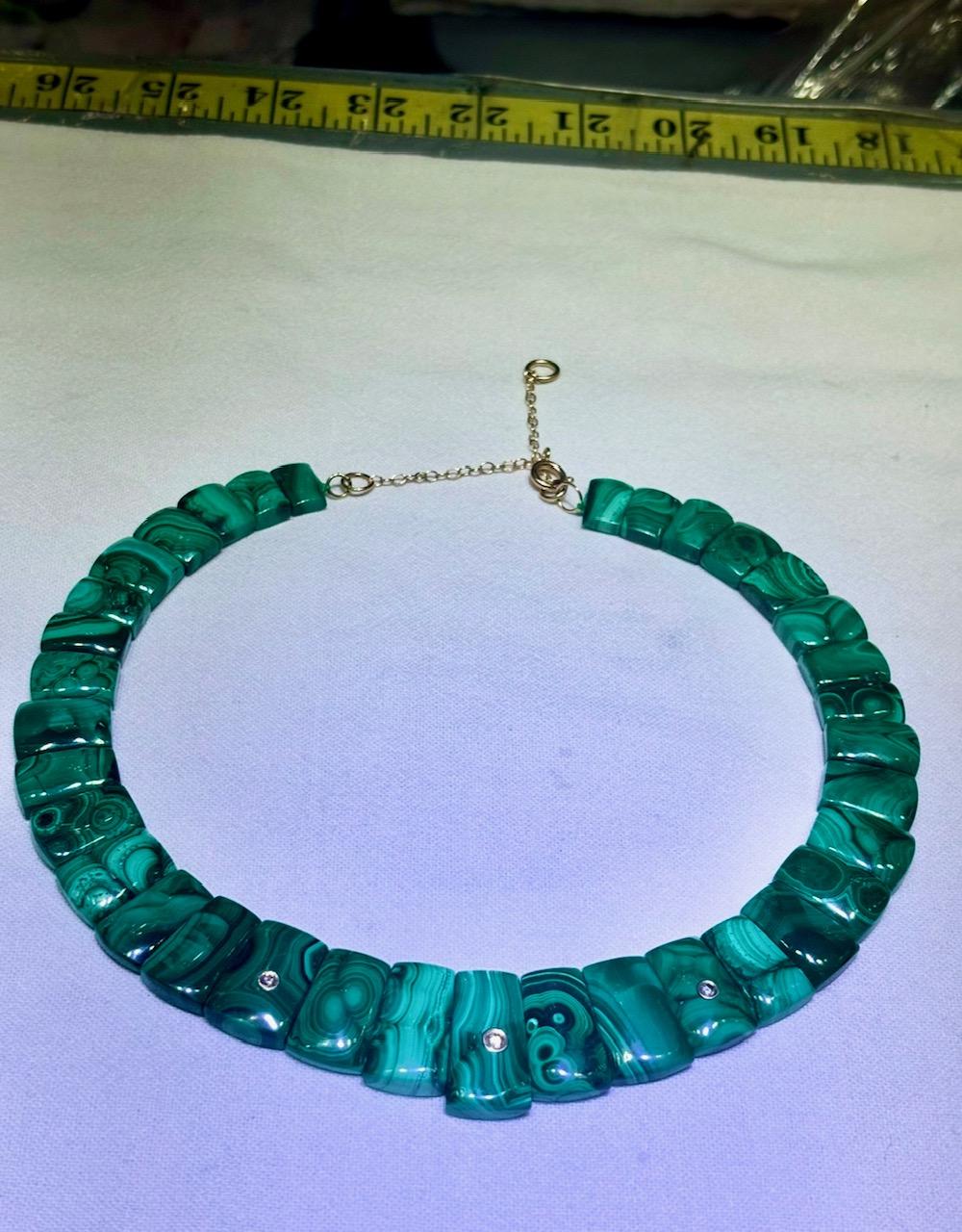 La collana CLEOPATRA // malachite e diamanti in vendita 6