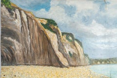 The Cliffs of Dieppe, Oil on Cardboard, Unsigned, 20th Century.