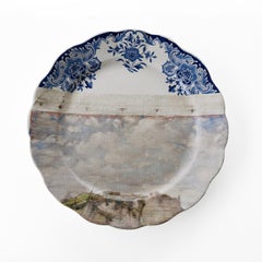 Wall Art Installation: Decorative Plates and Painting - "The Cliffs of Étretat"