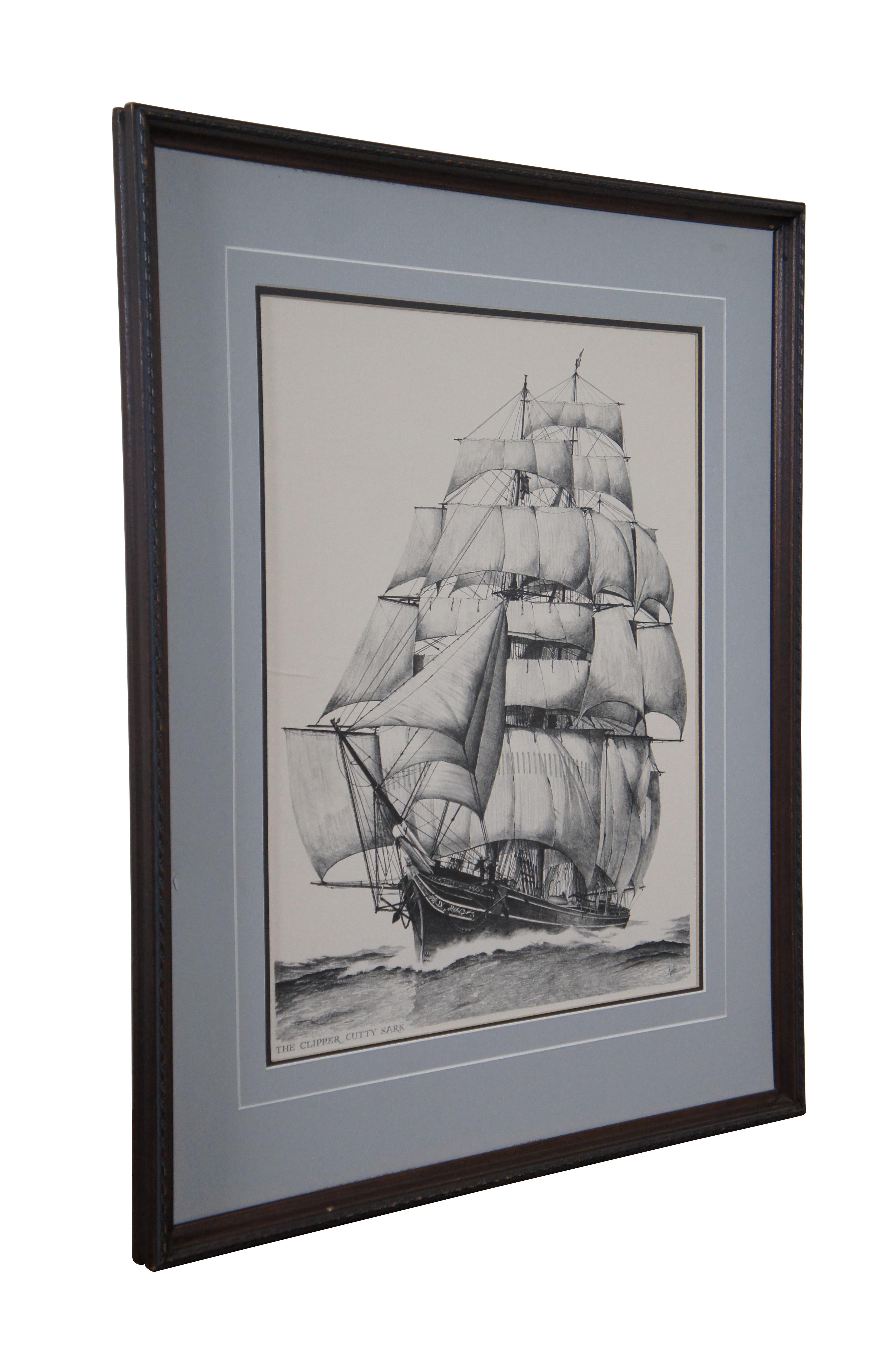 The Clipper Cutty Sark Tea Ship Nautical Maritime Lithograph Print Fowler 26