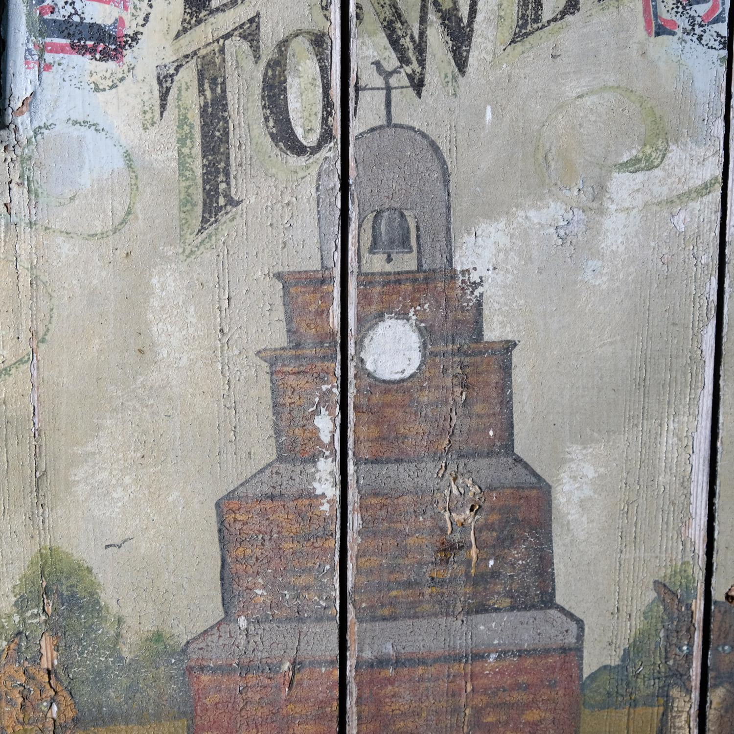 20th Century Clock Tower Tavern Sign, English Pub, Hand Painted