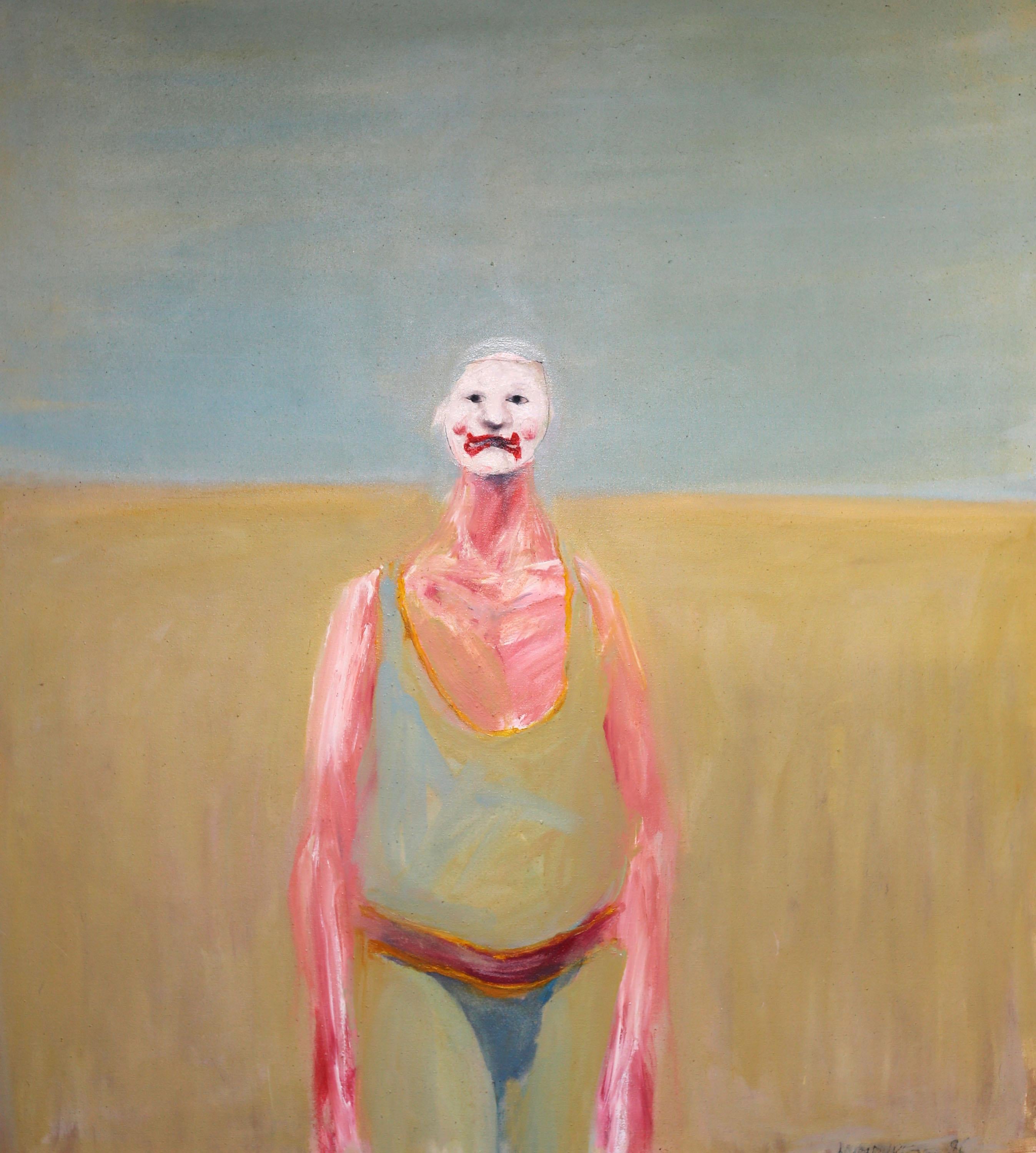 Hand-Painted Clown Painting by Ian Humphreys Oil on Canvas  For Sale