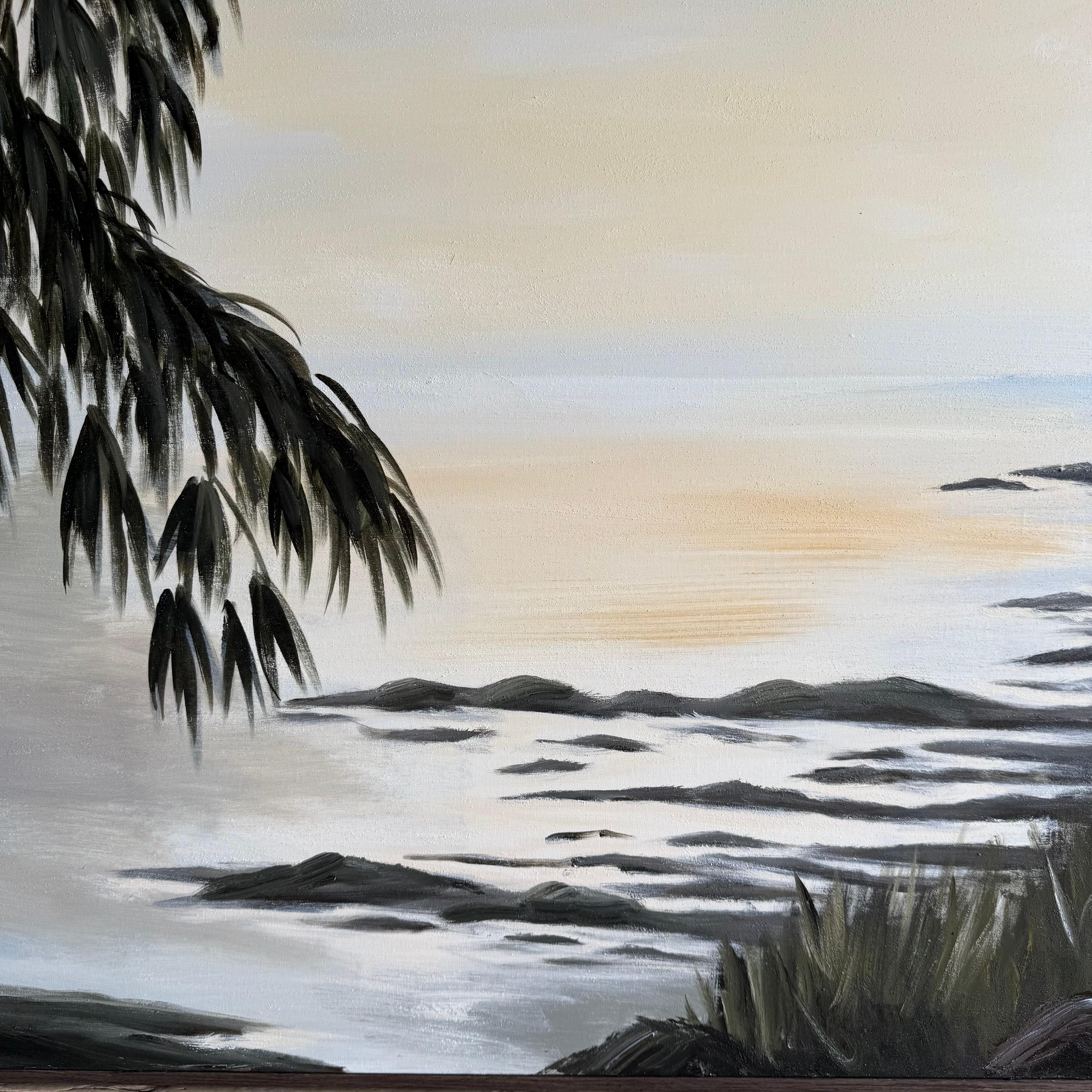 XXIe siècle et contemporain The Coast Œuvre d'art contemporaine en toile peinte à la main dans un cadre en Oak en vente