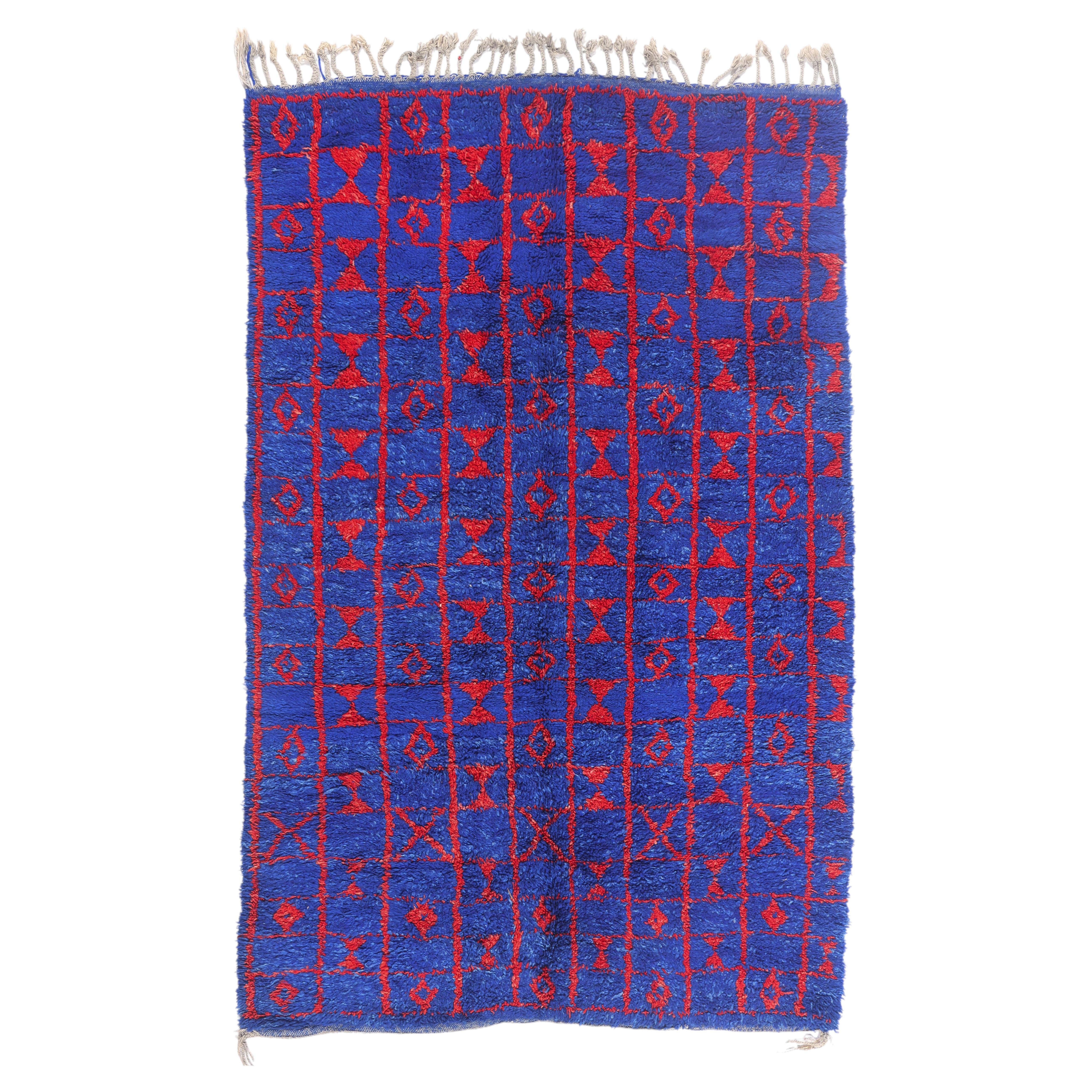 The Cobalt Souk: A Vintage Beni M'Guild Moroccan Masterpiece of Tribal Elegance