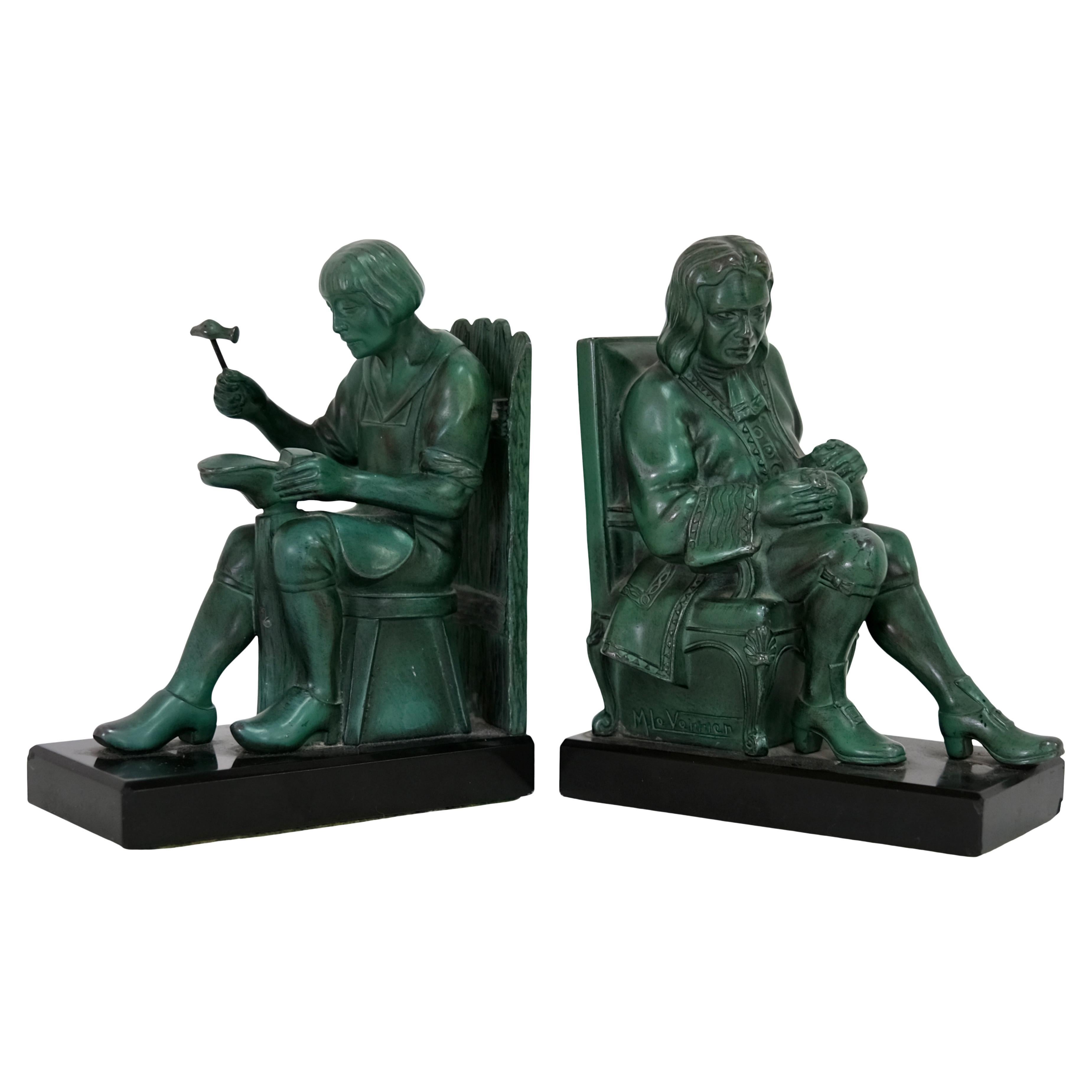 Cobbler and the Nobleman Vintage Art Deco Bookends by Max Le Verrier