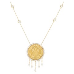 Coin Pendant 3.6GMS 1.5ctw Round and Marquise Diamonds