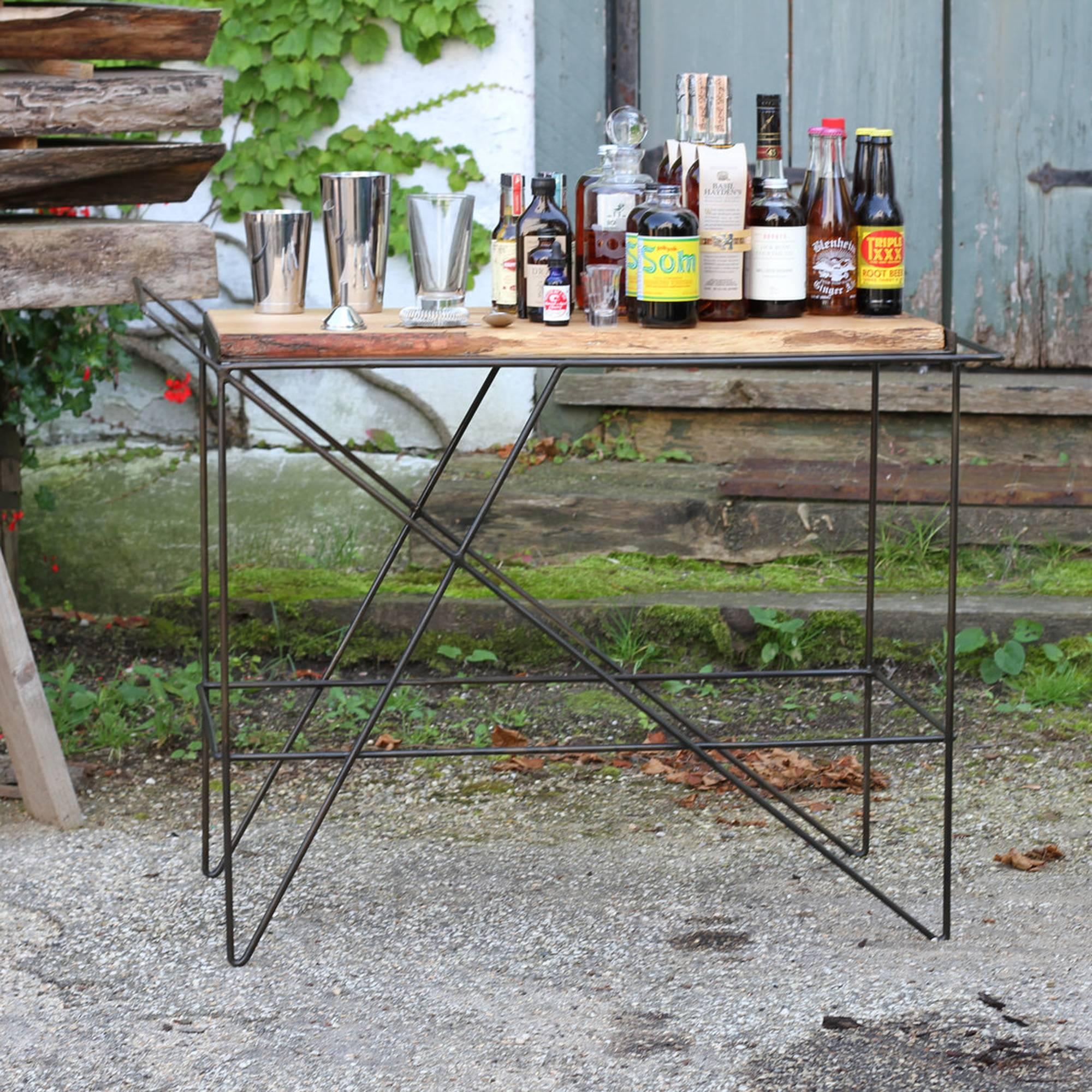 Modern The Coleman Bar Cart - Black and Walnut. 4 Variations Available. Handmade in USA For Sale