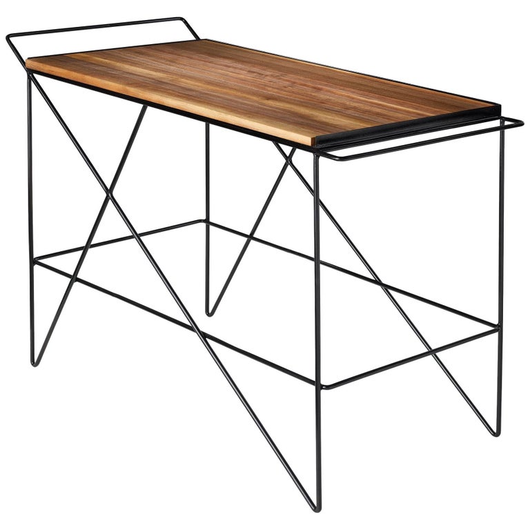 Coleman Bar Cart, Black and Walnut, Handmade in USA For Sale at 1stDibs