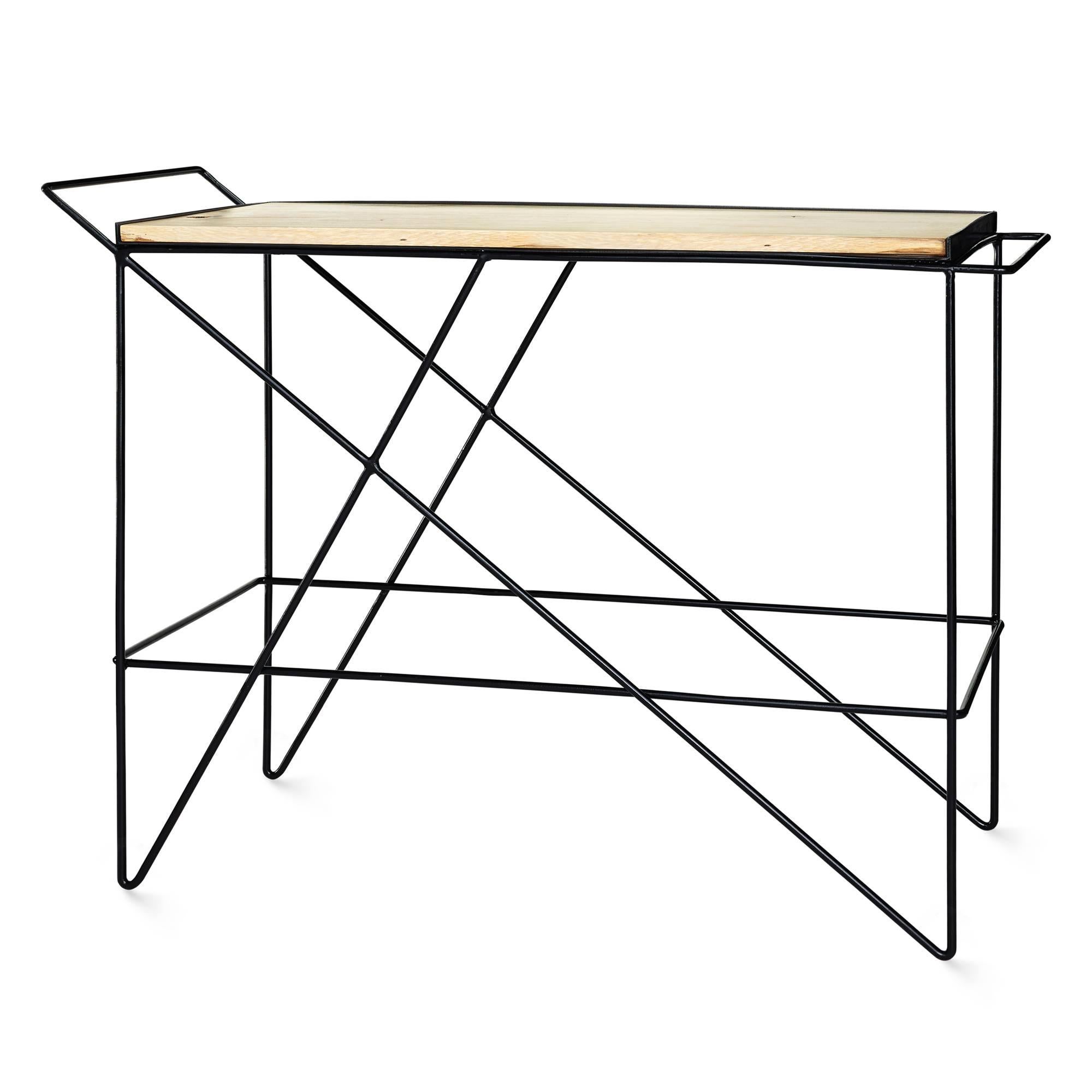 Steel The Coleman Bar Cart - Black and Walnut. 4 Variations Available. Handmade in USA For Sale