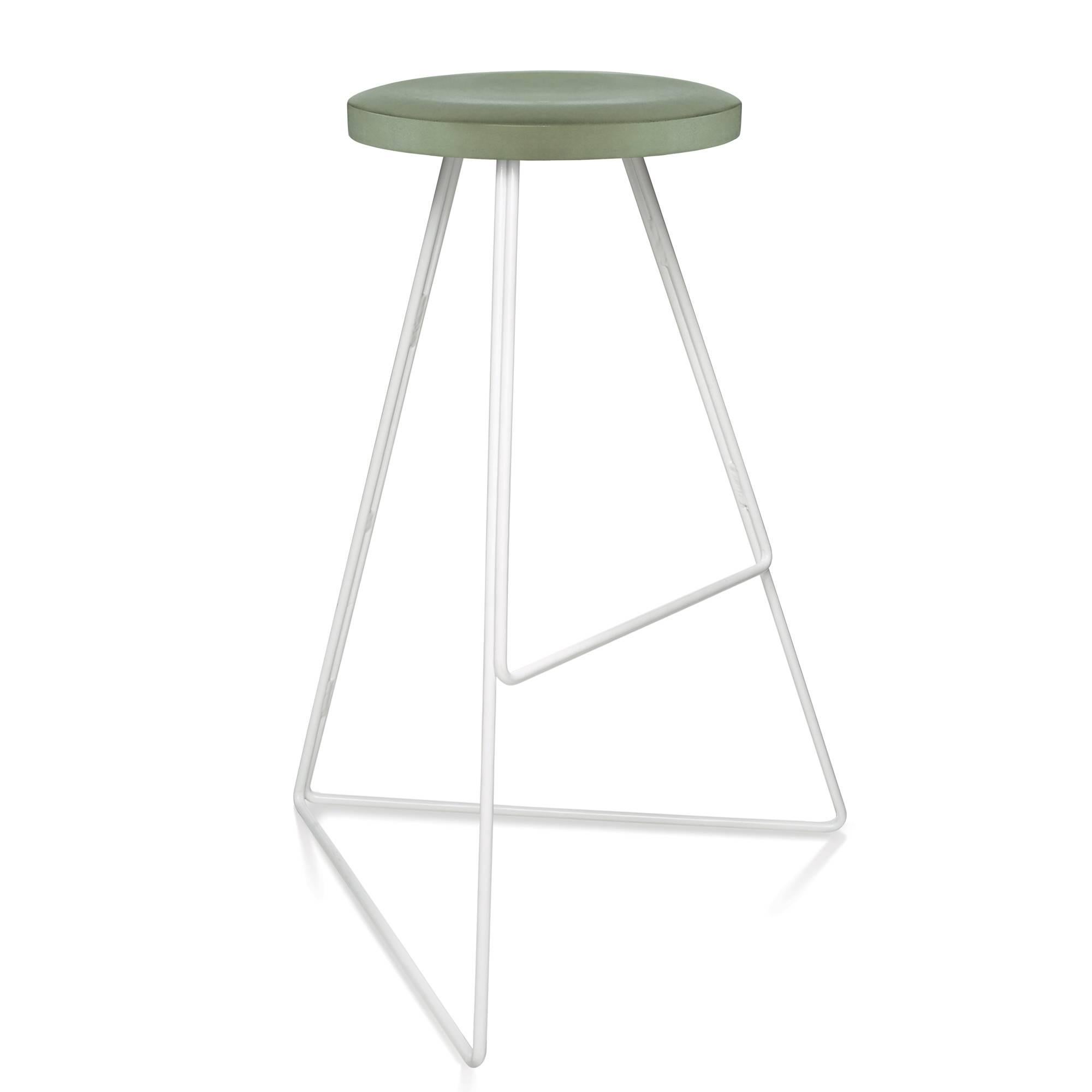 Mid-Century Modern Coleman Stool, Aspen Cast Concrete and White, 54 Available Variations For Sale