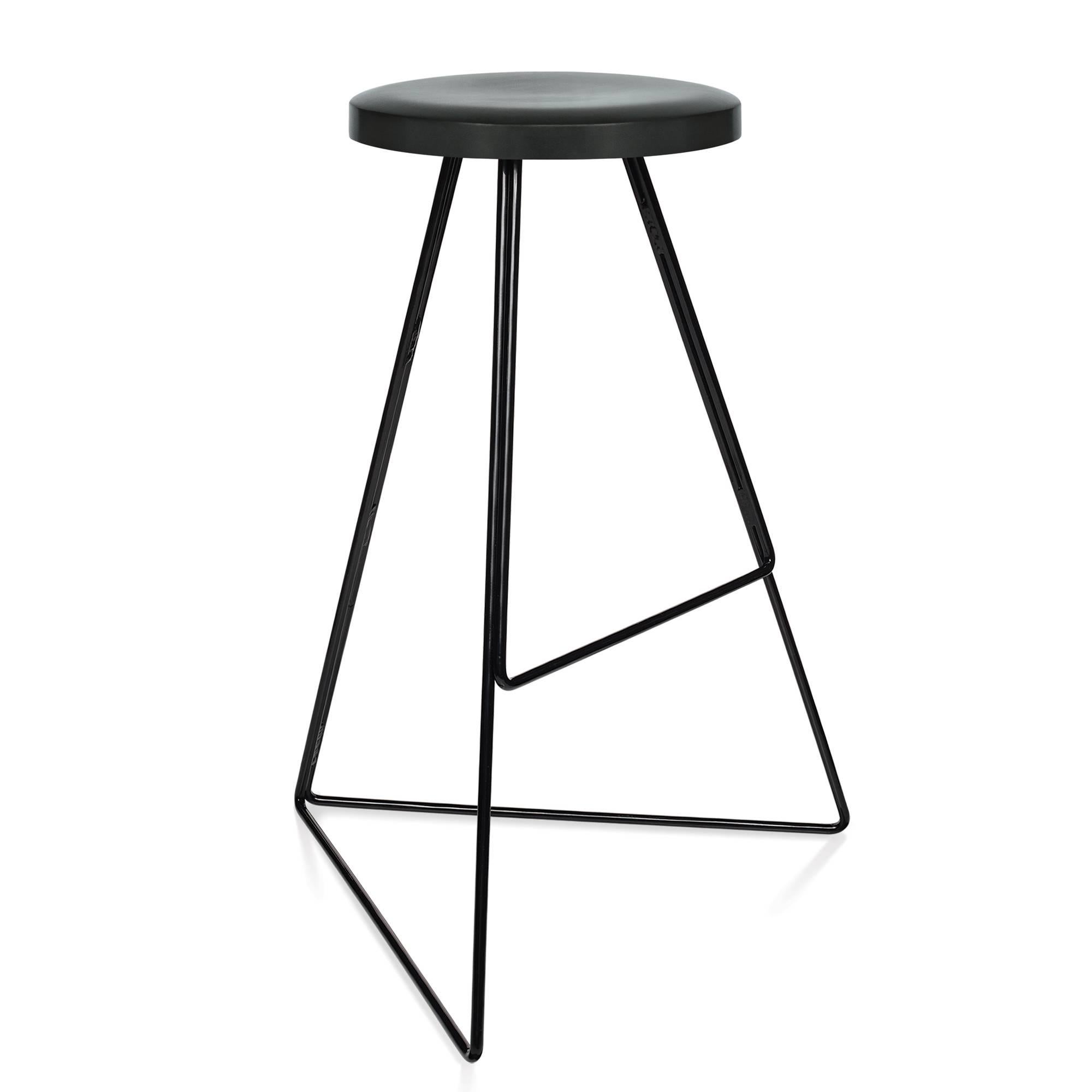 Mid-Century Modern The Coleman Stool, Black and Charcoal For Sale