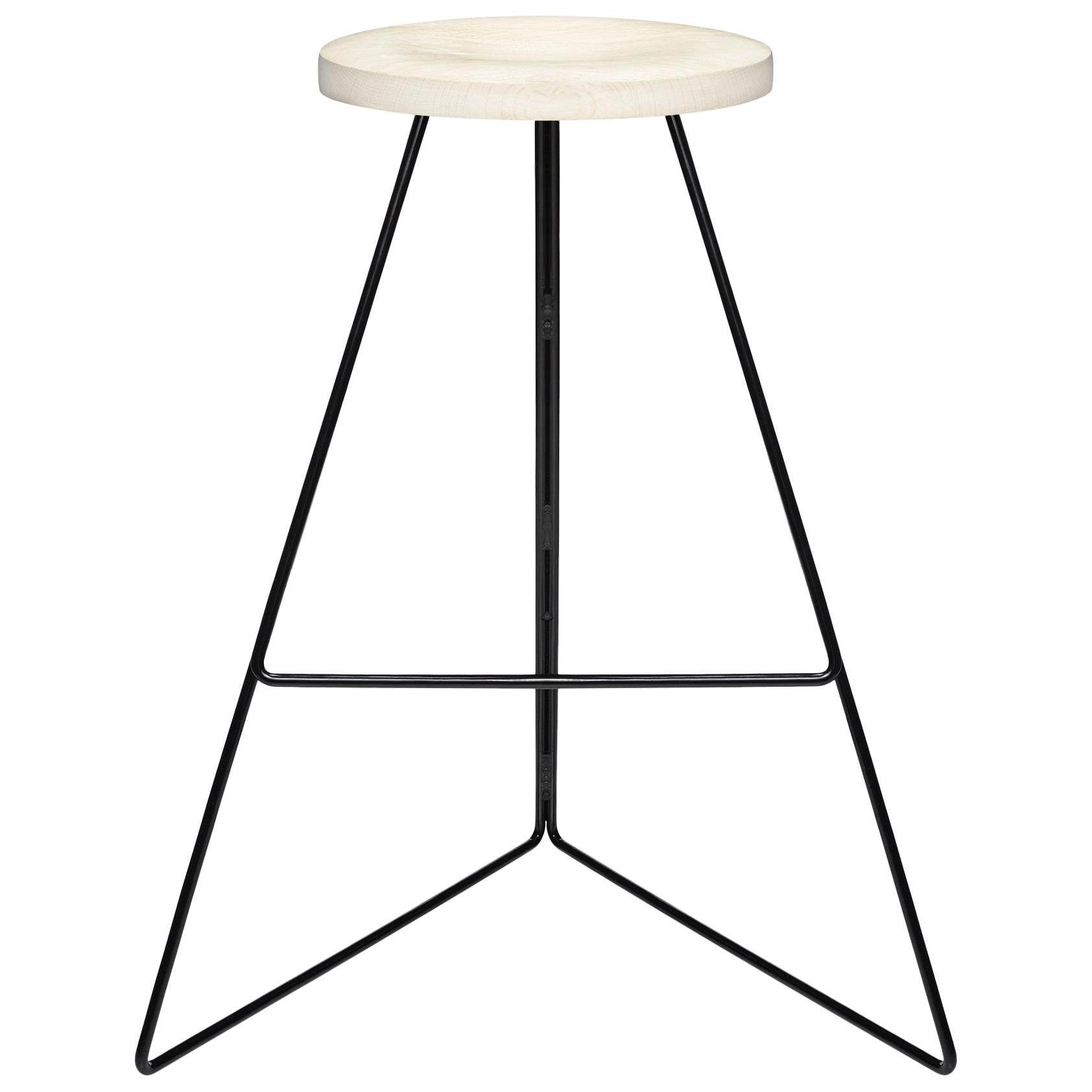 Custom Wrought Iron and Slat Maple Counter Height Stools at 1stDibs