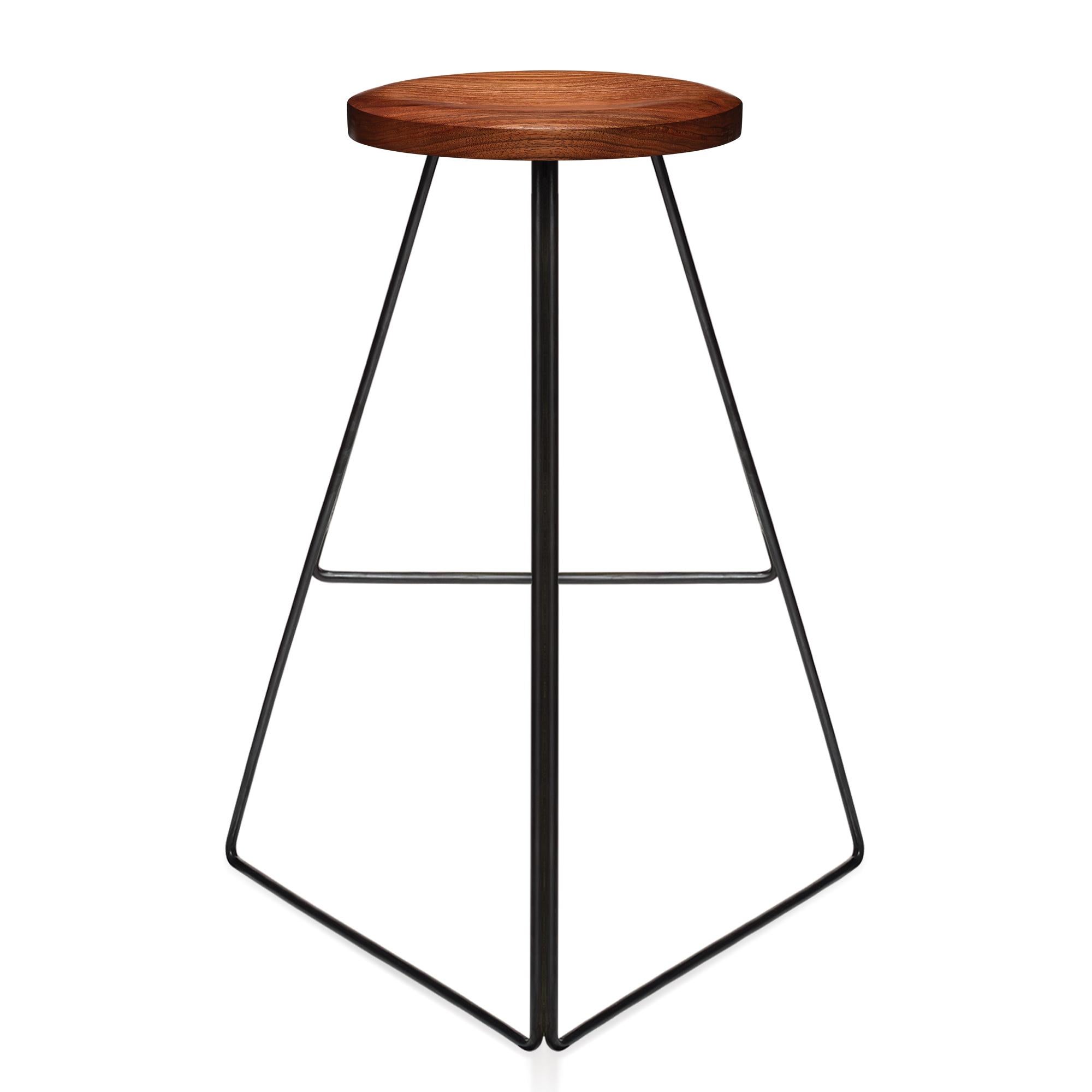 Powder-Coated The Coleman Stool, American Black Walnut and Solid Steel For Sale