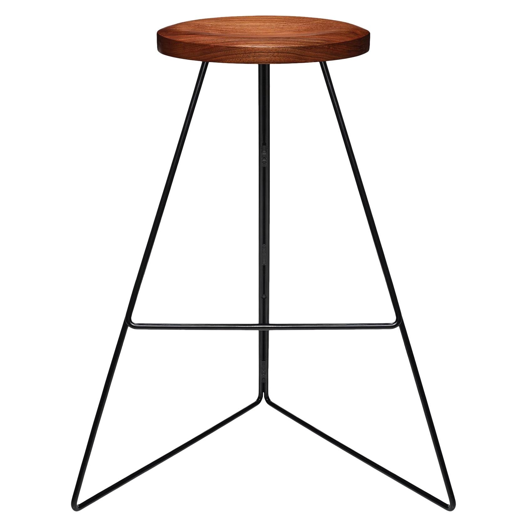 The Coleman Stool, Black Walnut and Black, Counter Height, Made in USA For Sale