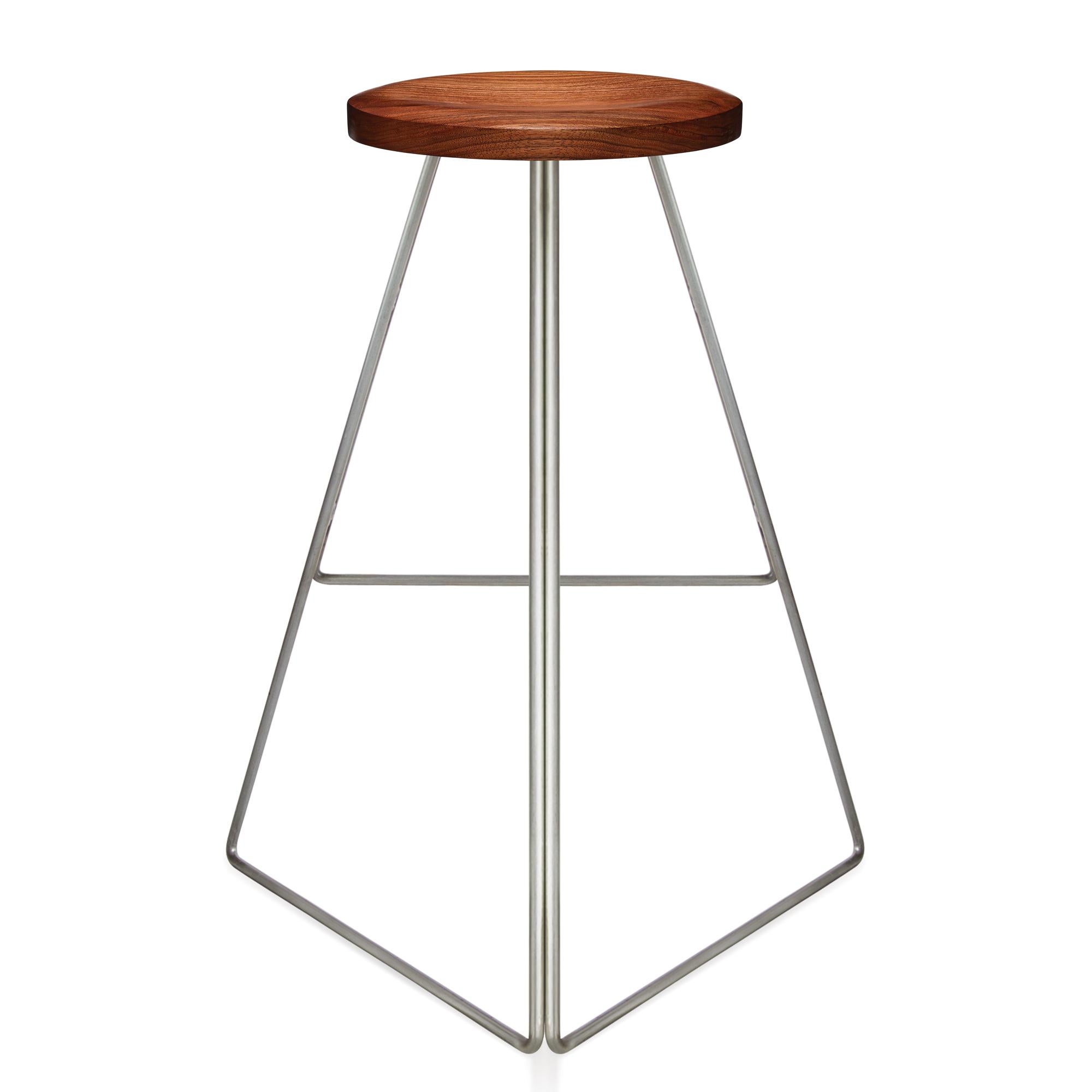 Contemporary The Coleman Stool, Natural Steel and Walnut, 54 Variations For Sale