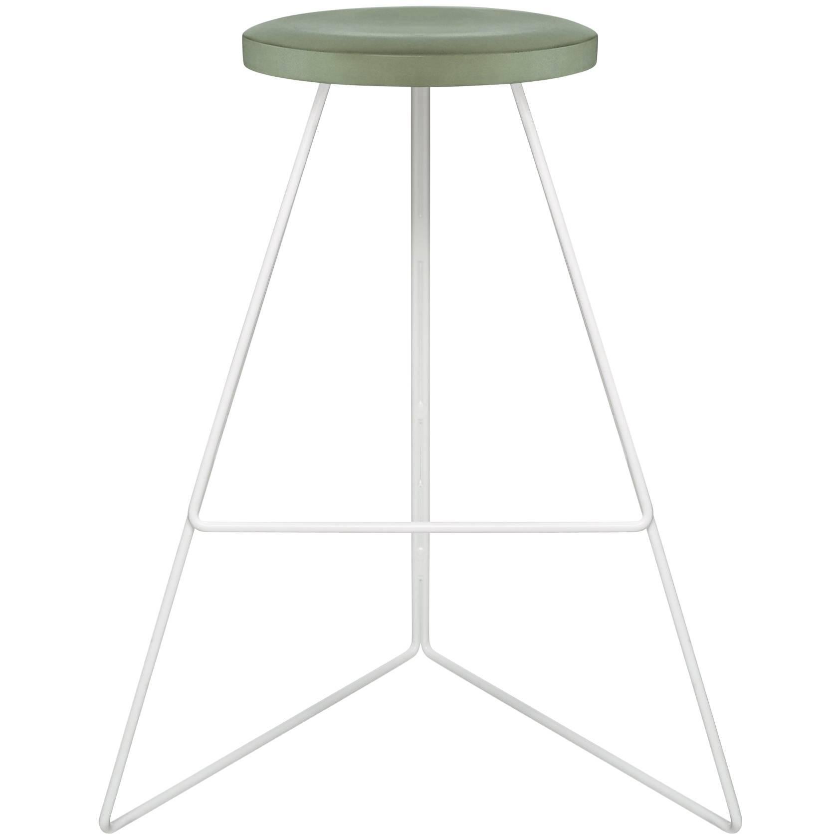 Mid-Century Modern Coleman Stool, White and Aspen, Counter Height For Sale