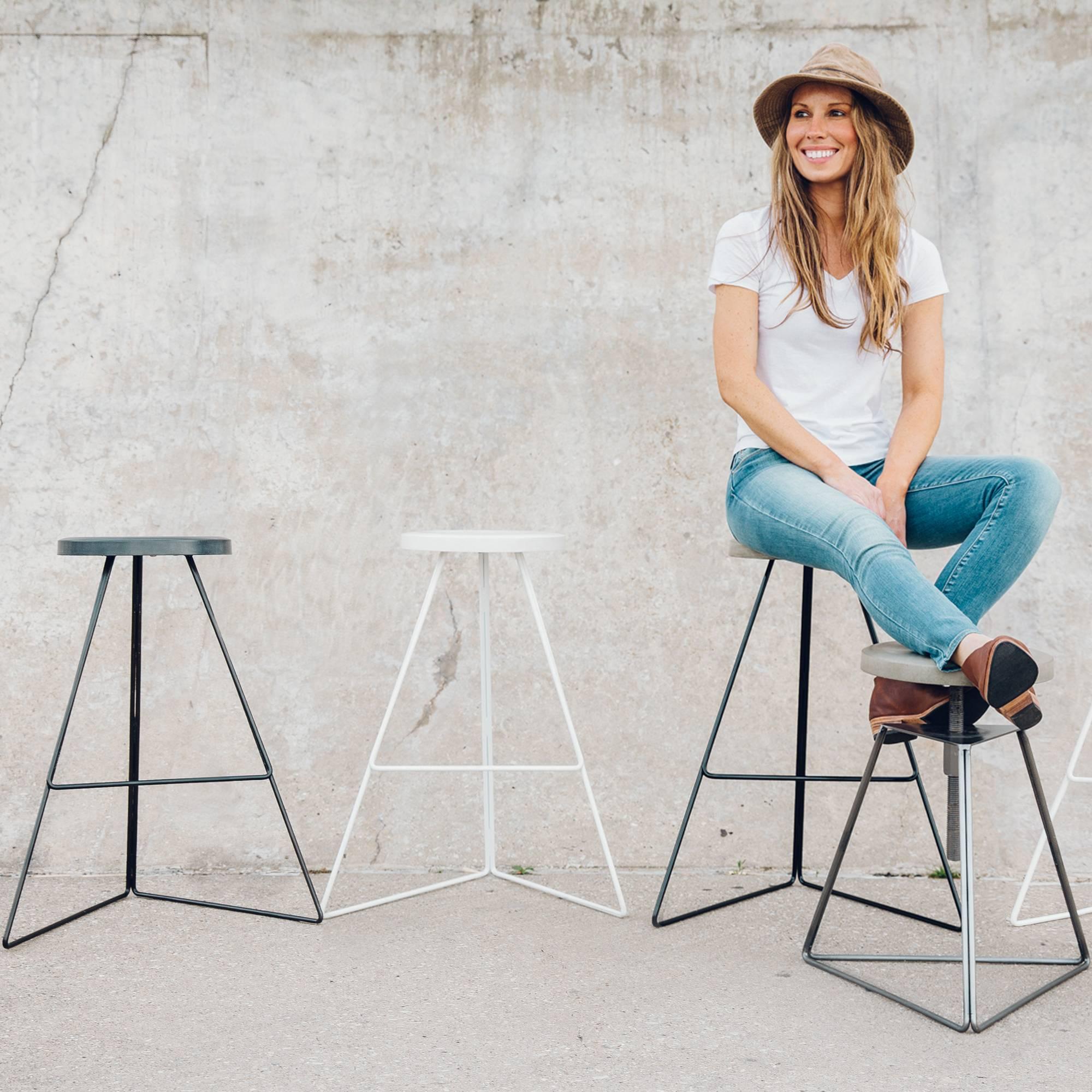 The Coleman stool is a sophisticated design that blends mixed materials, color, and geometry to create a distinctive seating option. First released in 2010, it was awarded a Best Furniture Award from the 2015 Dwell on Design Awards. Each stool is