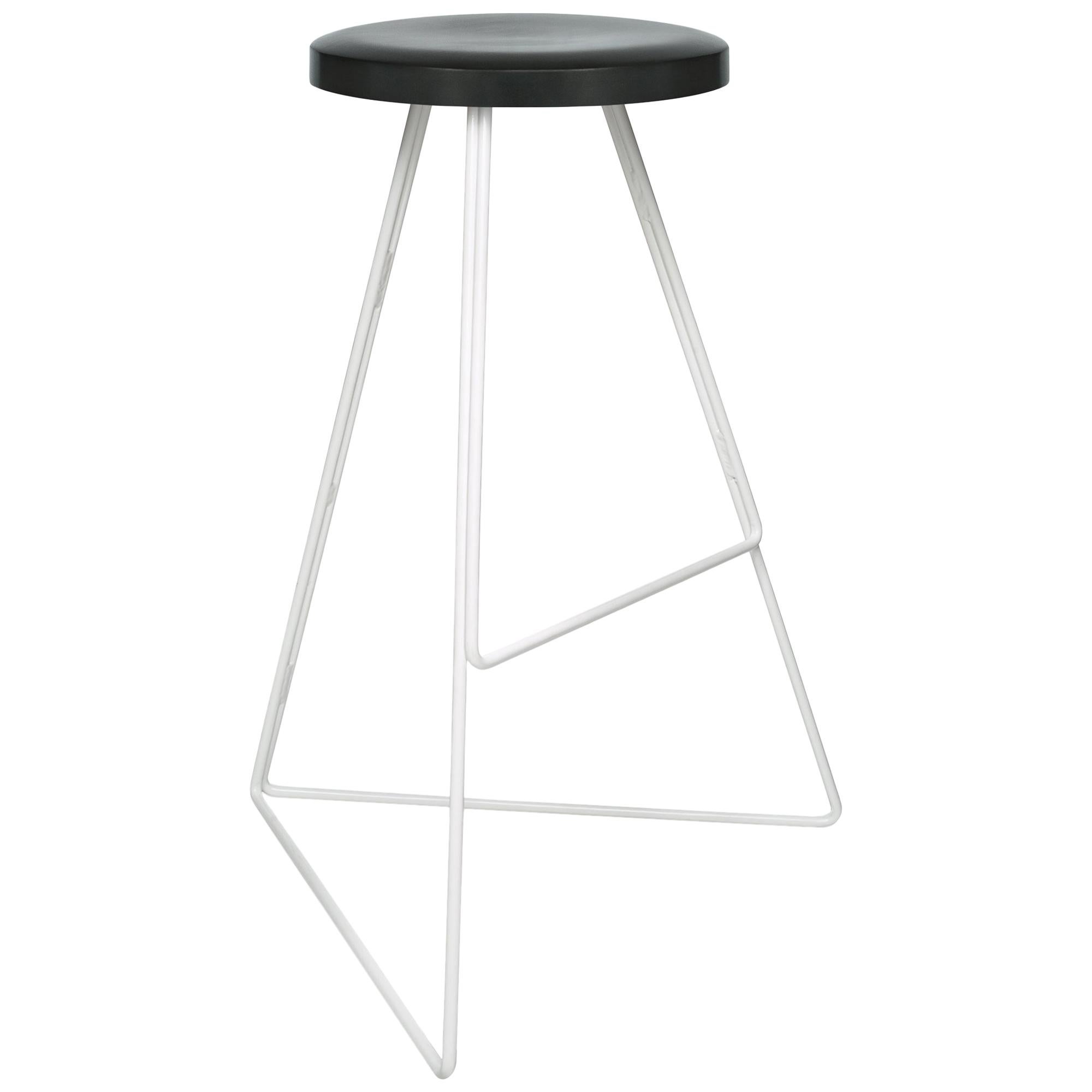Mid-Century Modern The Coleman Stool, White and Charcoal Cast Concrete, 54 Variations For Sale