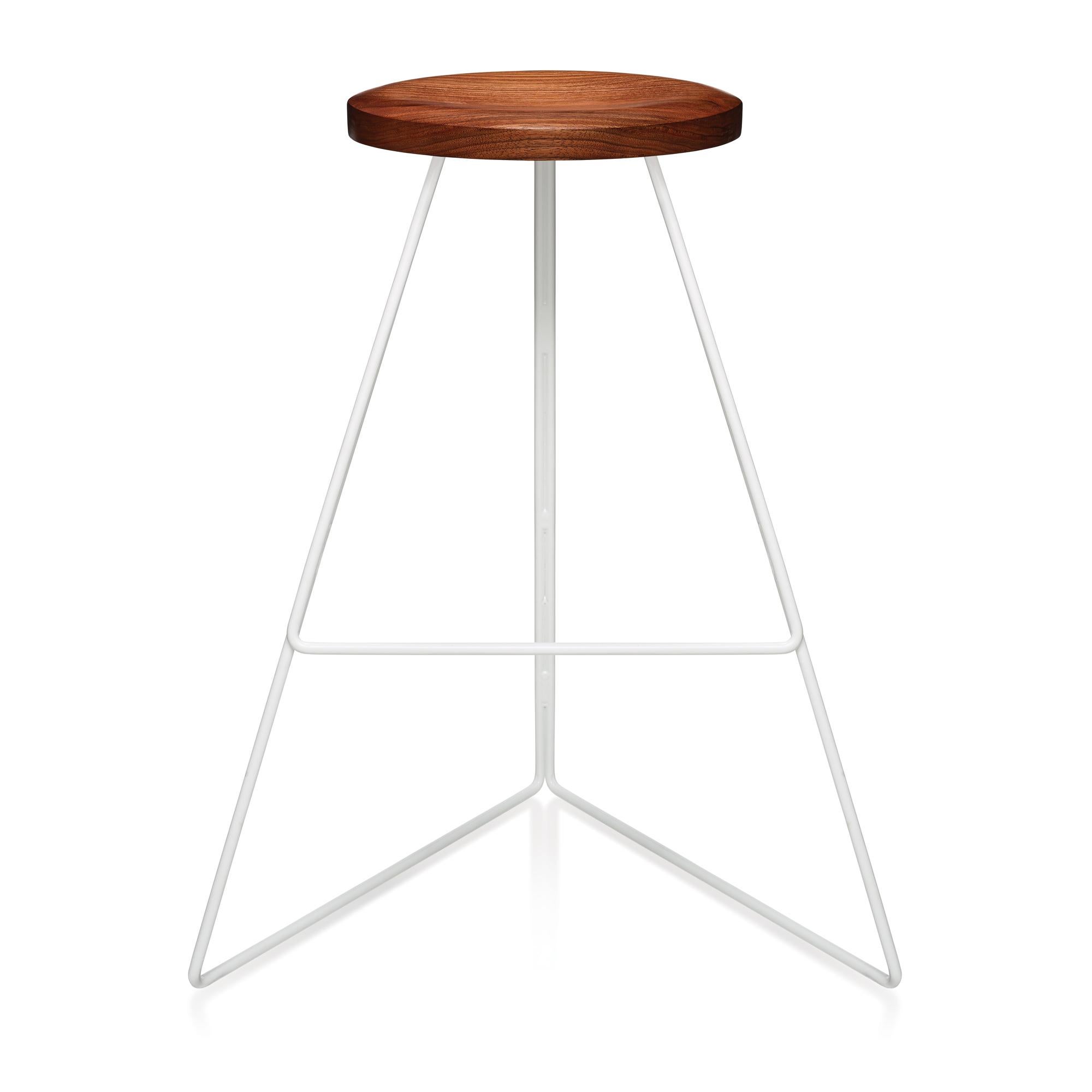 The Coleman stool is a sophisticated design that blends mixed materials, color, and geometry to create a distinctive seating option. First released in 2010, it was awarded a Best Furniture Award from the 2015 Dwell on Design Awards. Each stool is