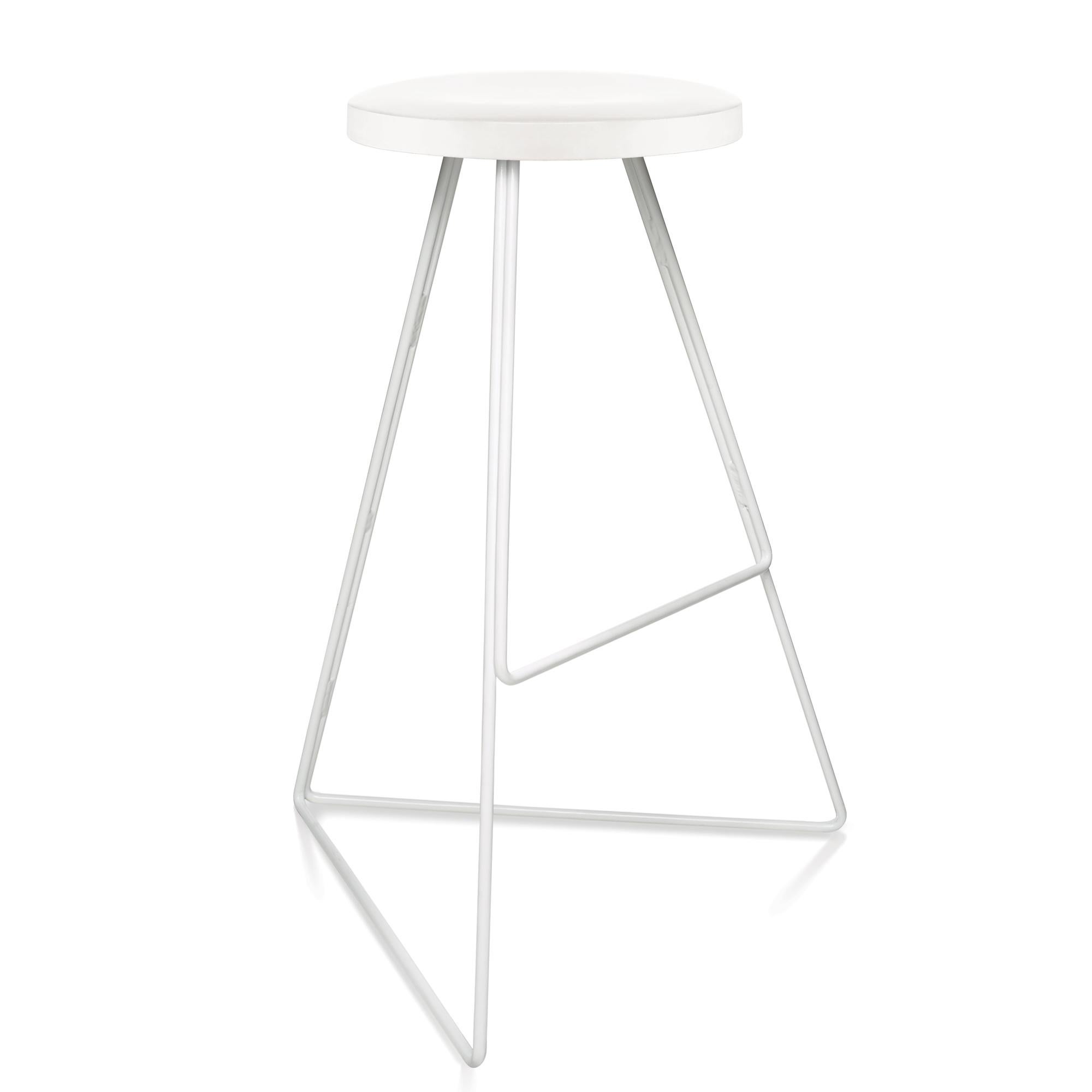 The Coleman stool is a sophisticated design that blends mixed materials, color, and geometry to create a distinctive seating option. First released in 2010, it was awarded a Best Furniture Award from the 2015 Dwell on Design Awards. Each stool is