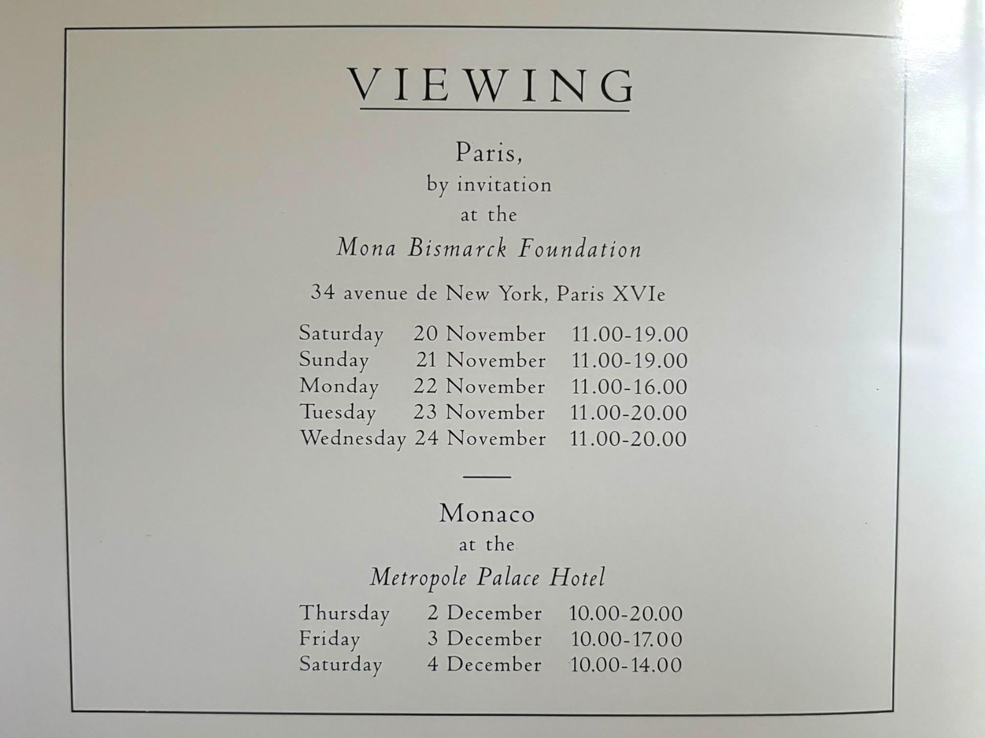 French The Collection of M. Hubert Givenchy - 1993 Christie's Monaco Auction Catalog For Sale