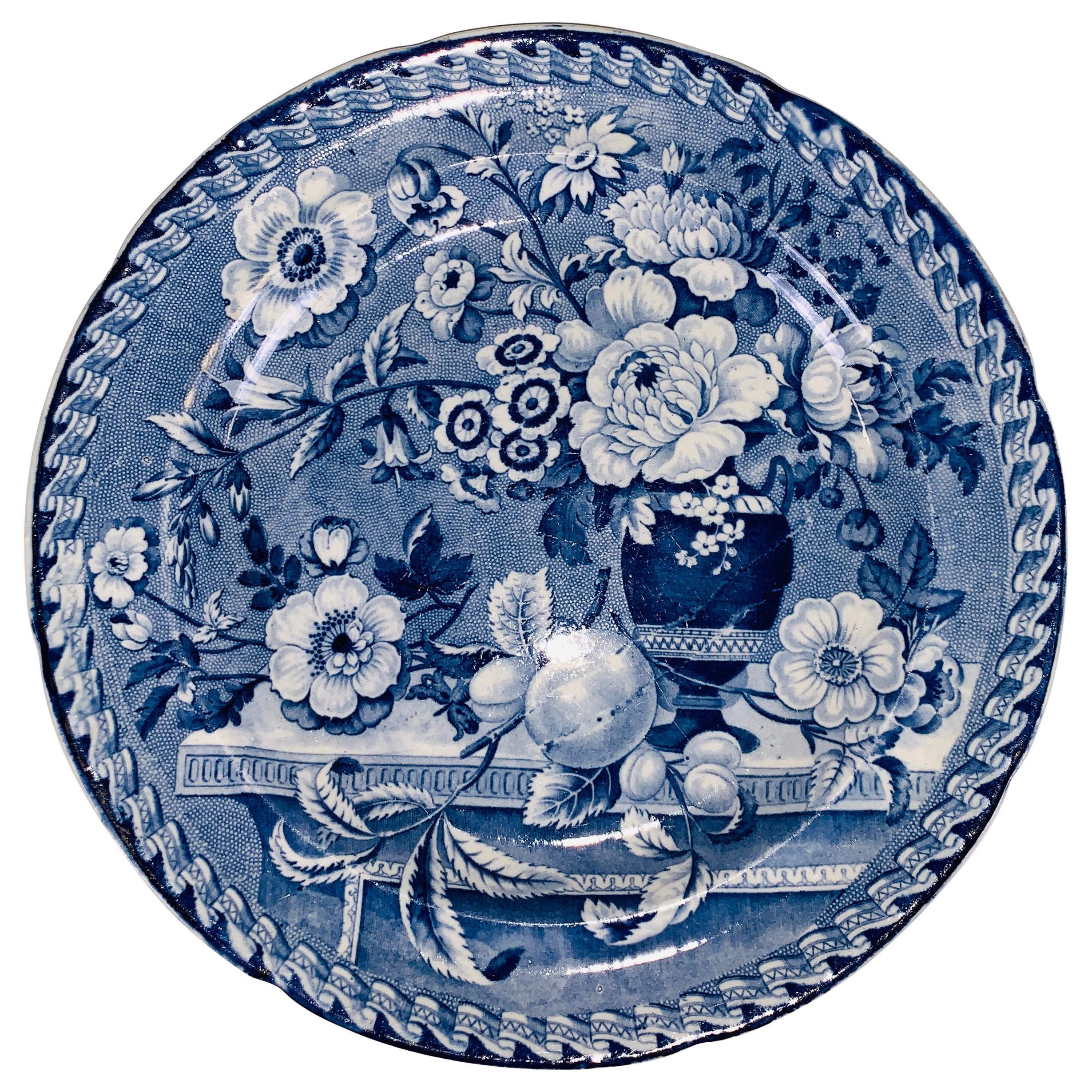 The Collection of Mario Buatta a Blue and White Staffordshire Plate