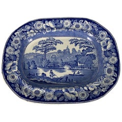 The Collection of Mario Buatta a Blue and White Staffordshire Platter