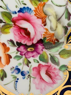 The Collection of Mario Buatta a Deep Blue Staffordshire Saucer Dish w/ Flowers