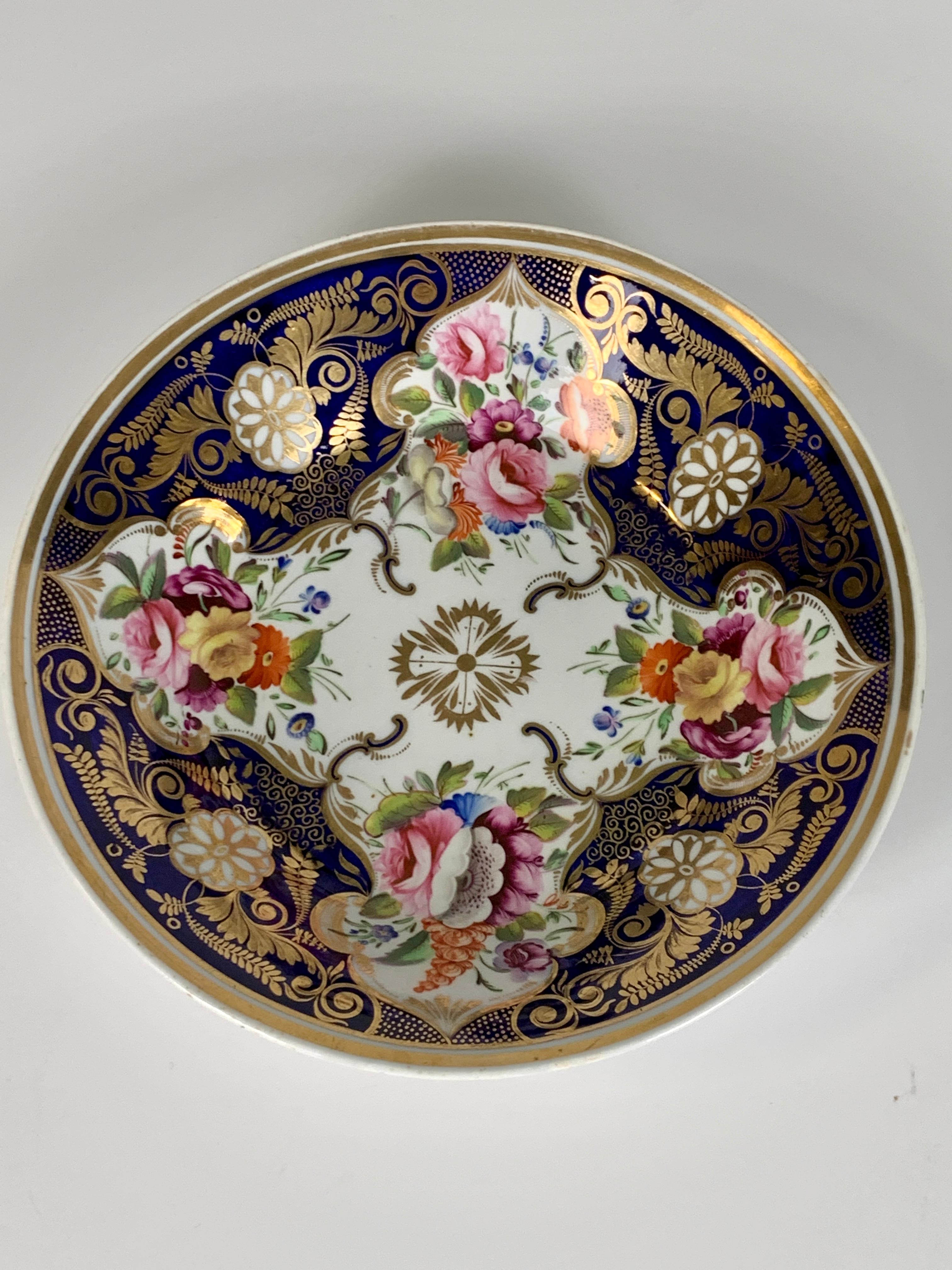 Romantic The Collection of Mario Buatta a Deep Blue Staffordshire Saucer Dish w/ Flowers