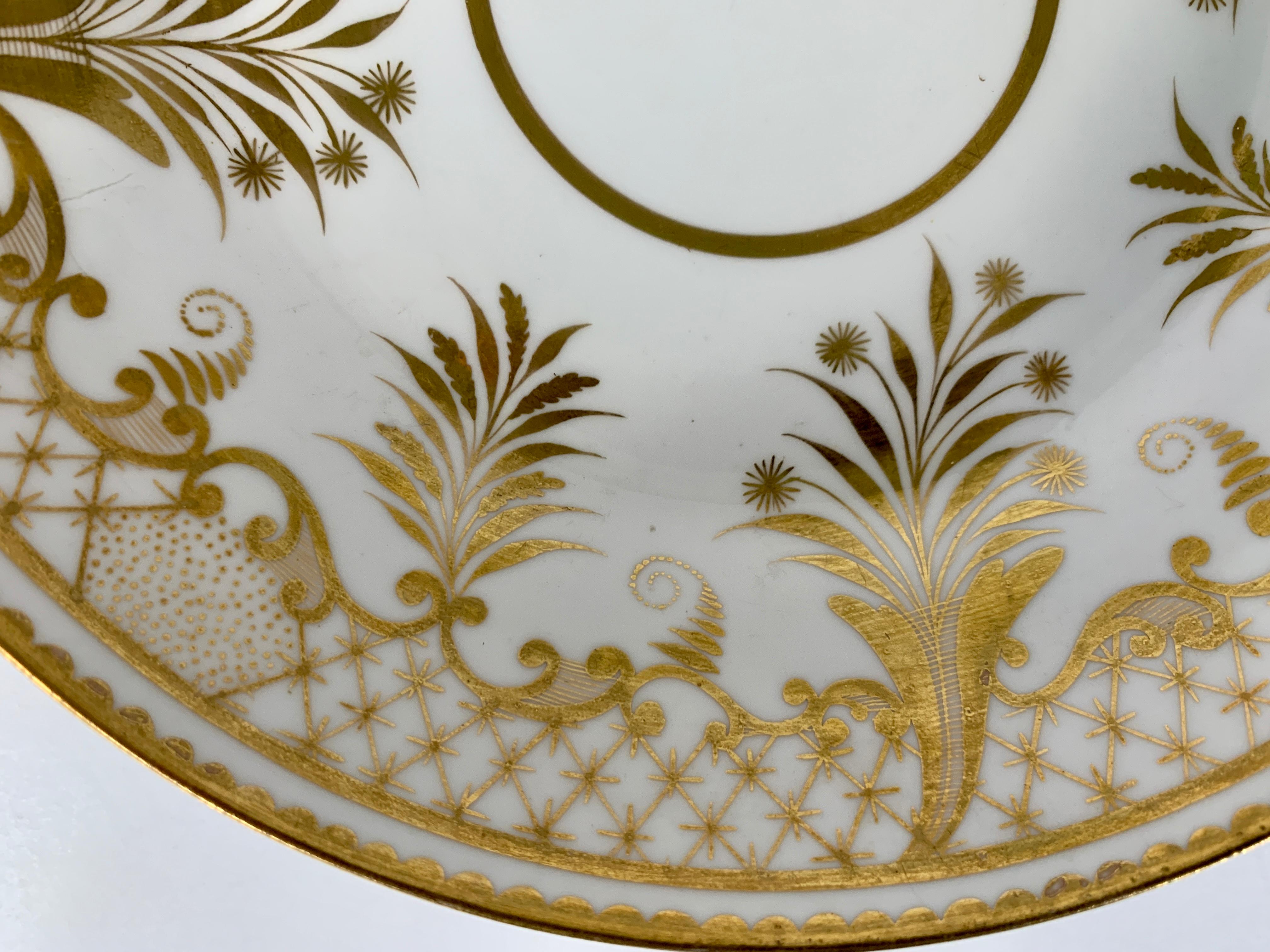 19th Century The Collection of Mario Buatta A Pair of White & Gold Dishes England, circa 1820 For Sale