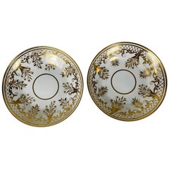 Antique The Collection of Mario Buatta A Pair of White & Gold Dishes England, circa 1820