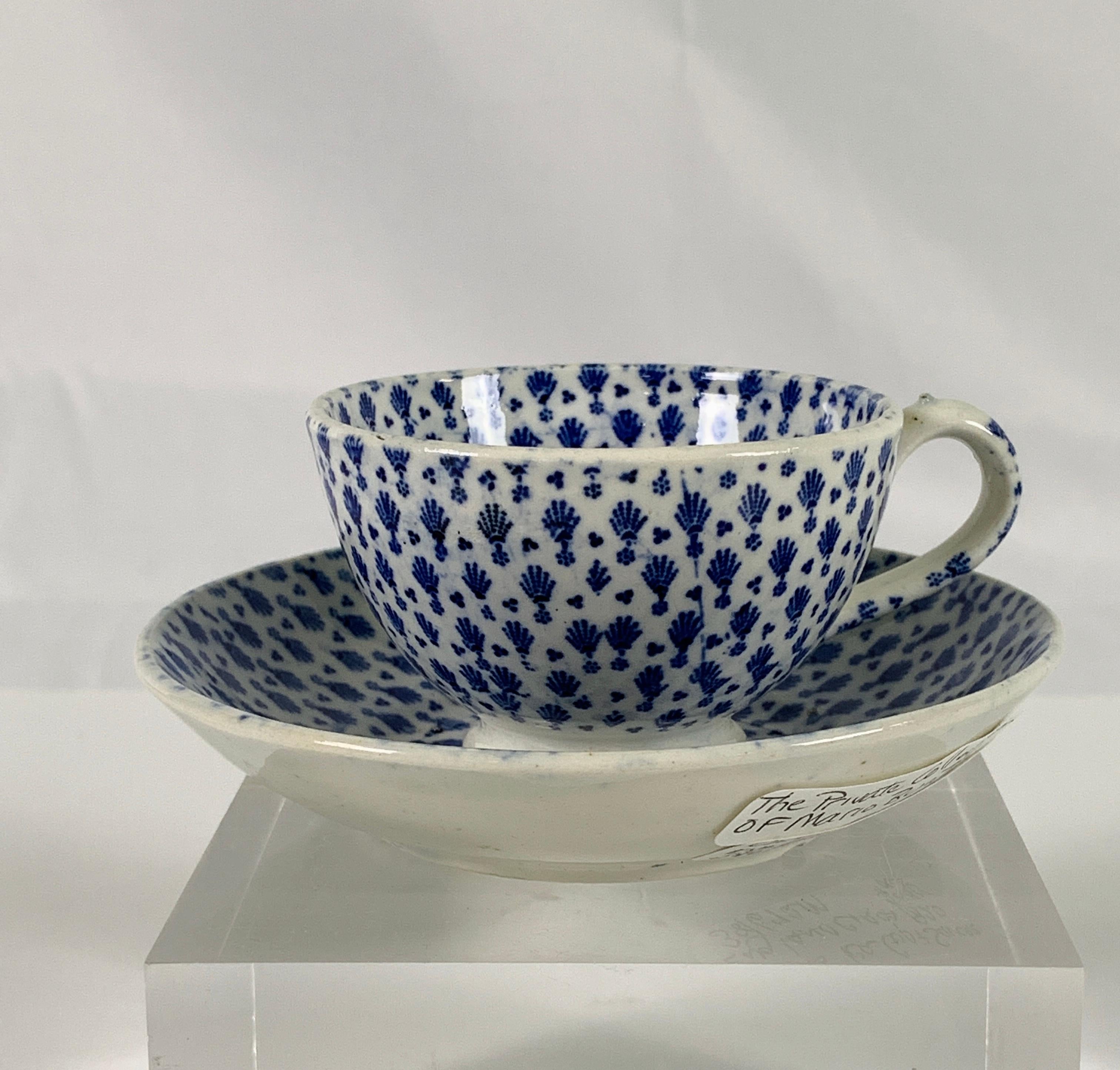 Neoclassical Collection of Mario Buatta a Small Blue and White Tea Cup and Saucer