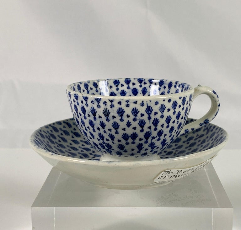 Neoclassical Collection of Mario Buatta a Small Blue and White Tea Cup and Saucer For Sale