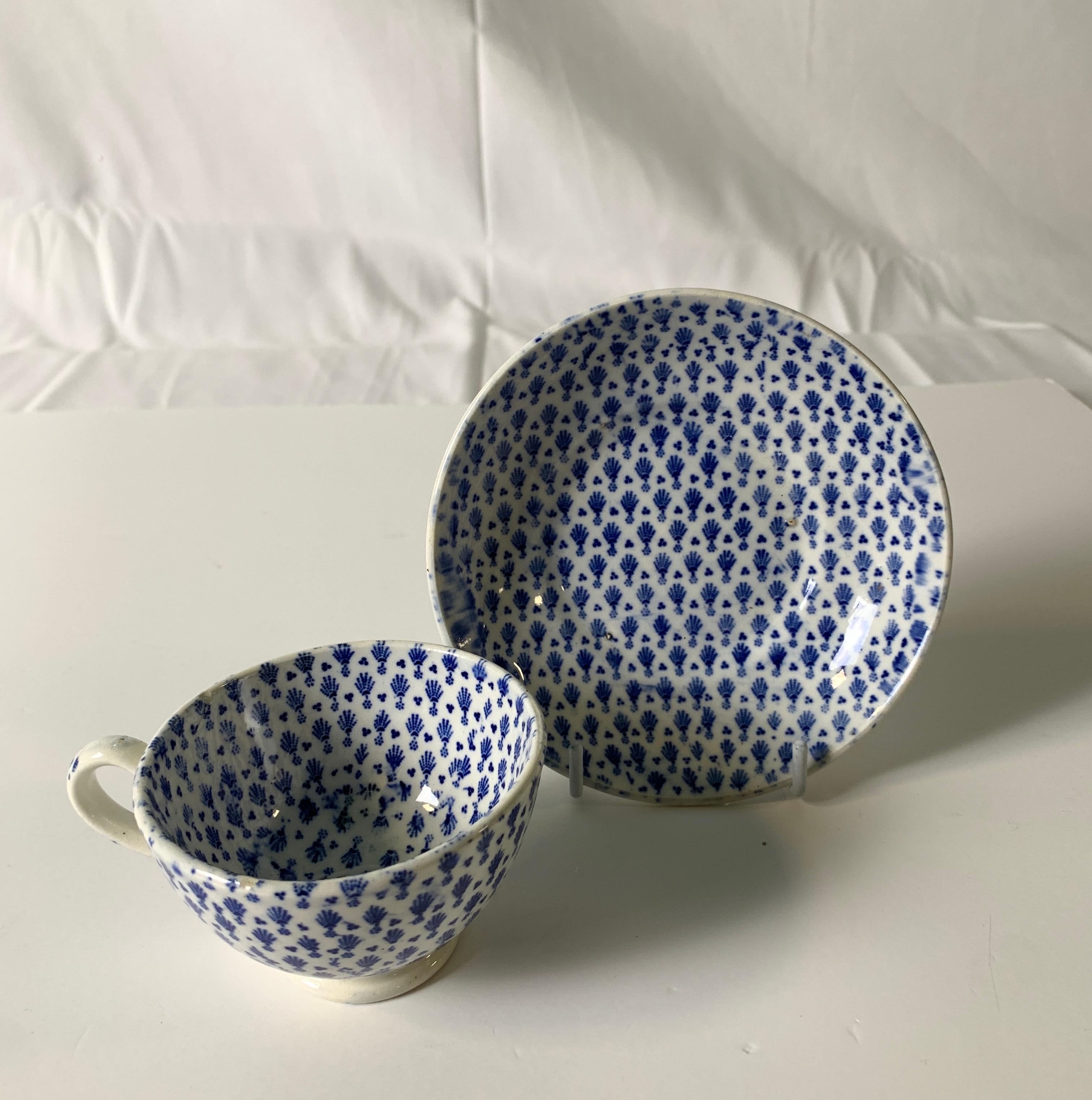 English Collection of Mario Buatta a Small Blue and White Tea Cup and Saucer
