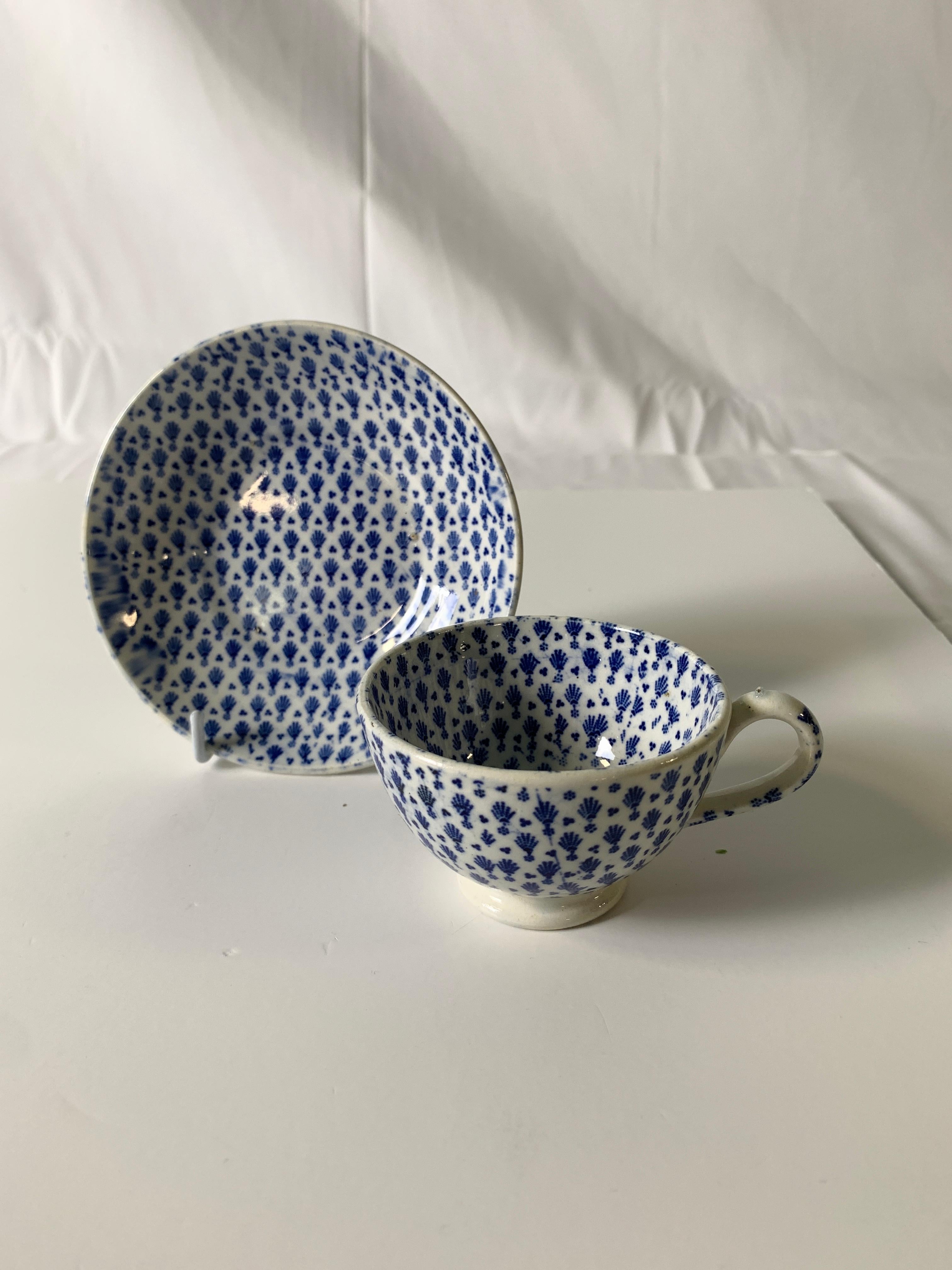 Collection of Mario Buatta a Small Blue and White Tea Cup and Saucer In Excellent Condition In Katonah, NY