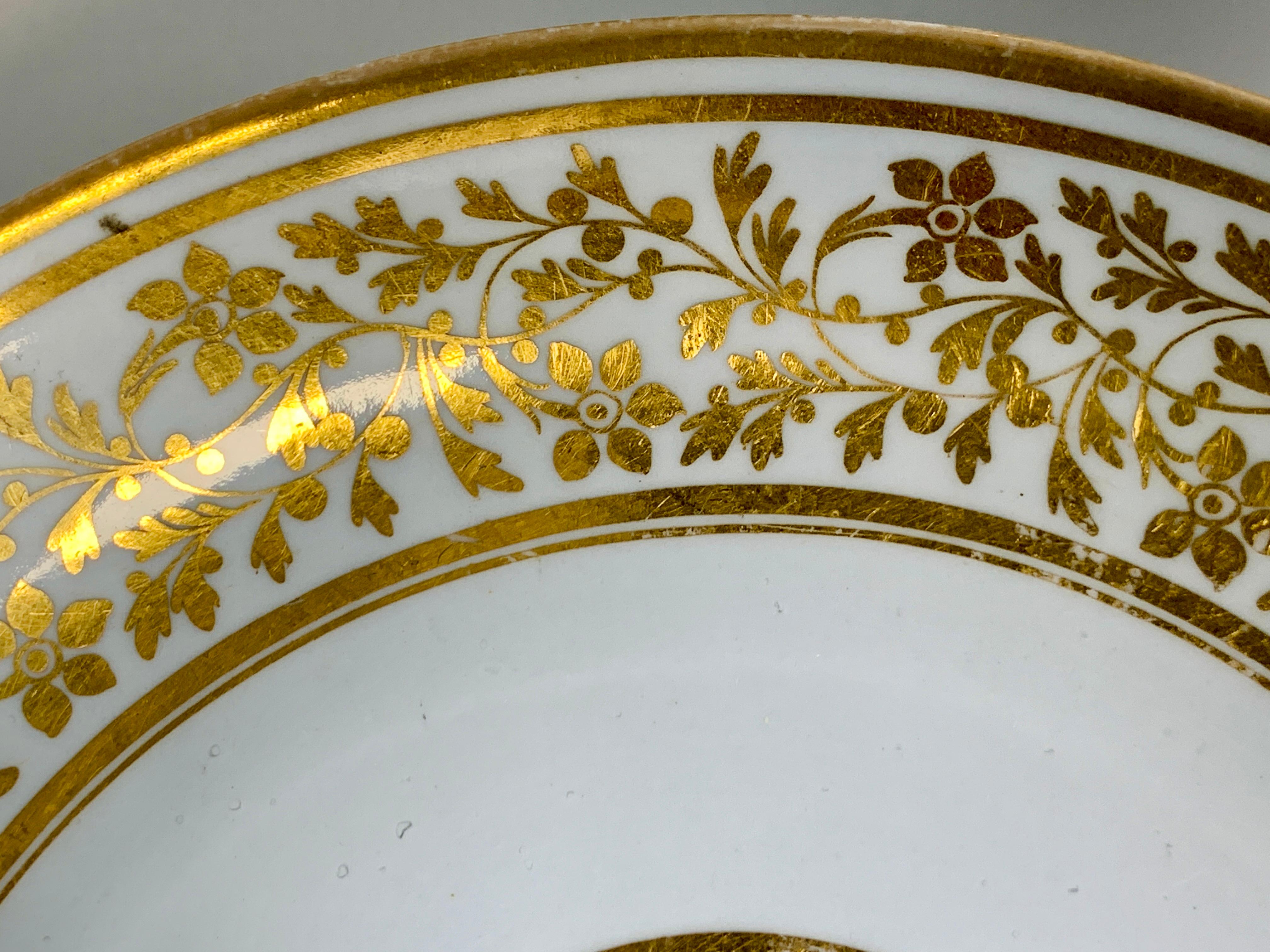 Hand-Painted Collection of Mario Buatta Pair White & Gold Porcelain Dishes England c-1820