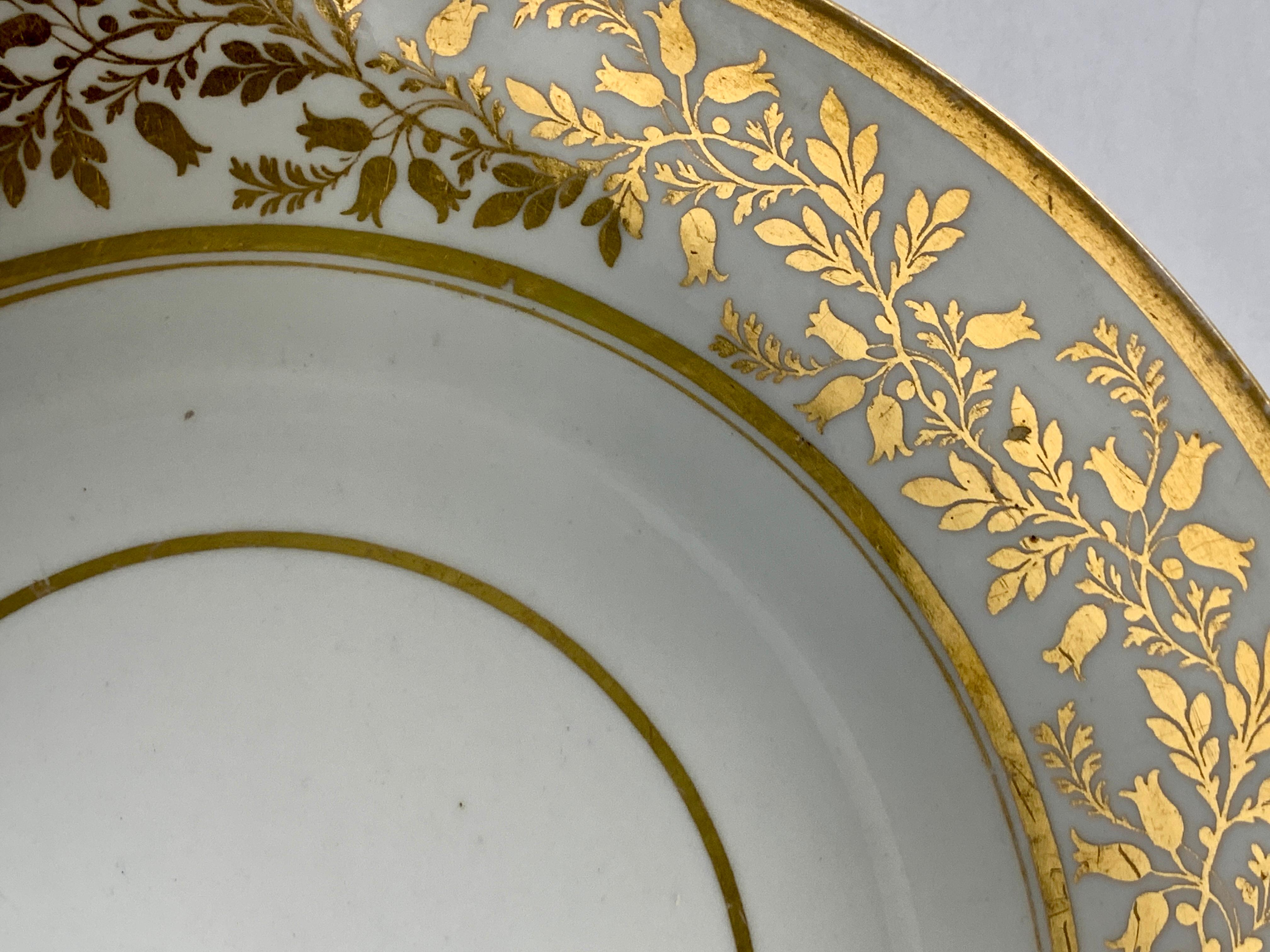 Collection of Mario Buatta Pair White & Gold Porcelain Dishes England c-1820 In Excellent Condition In Katonah, NY
