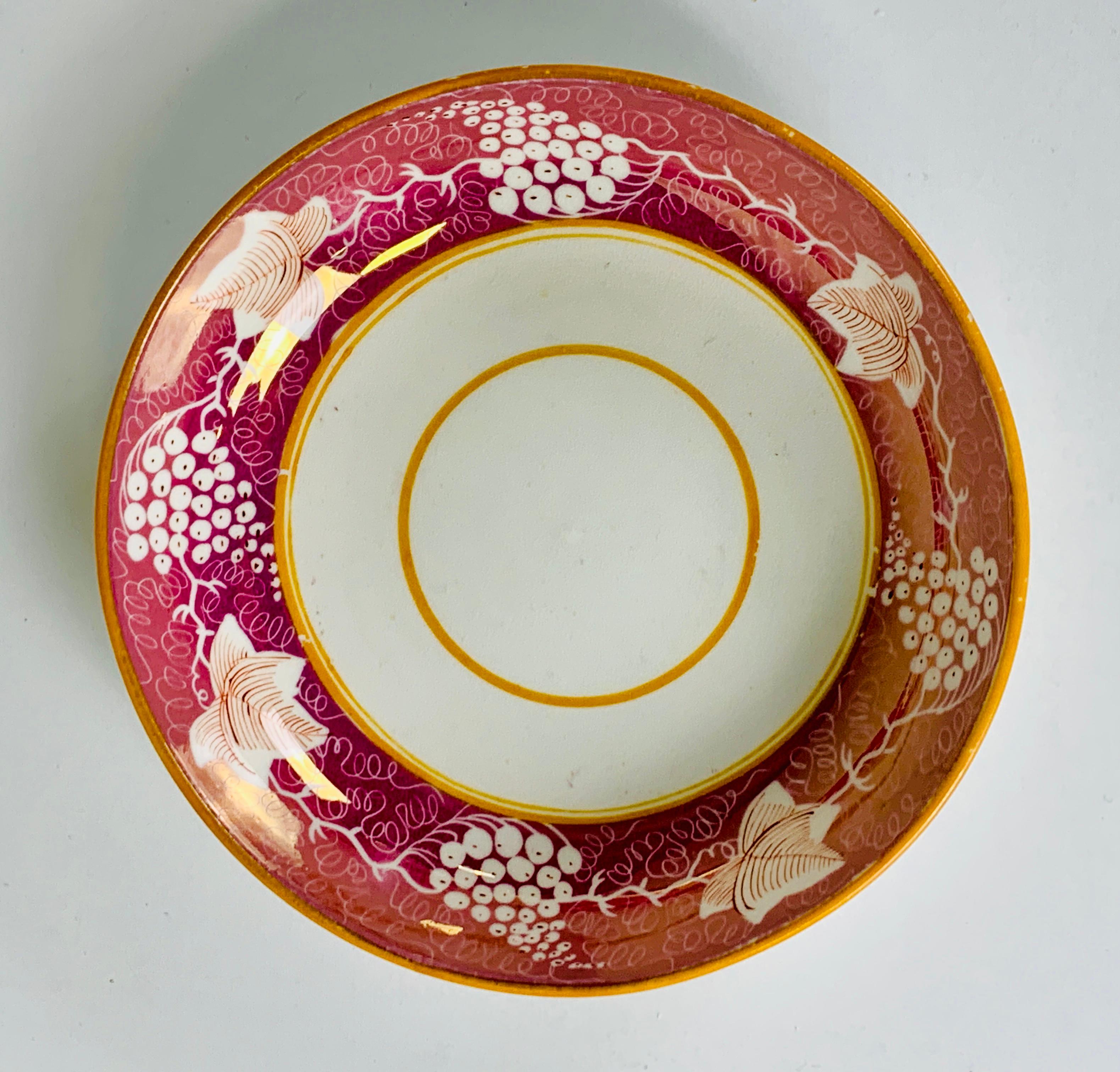19th Century The Collection of Mario Buatta Pink Lustre Porcelain Saucer Made England c- 1830