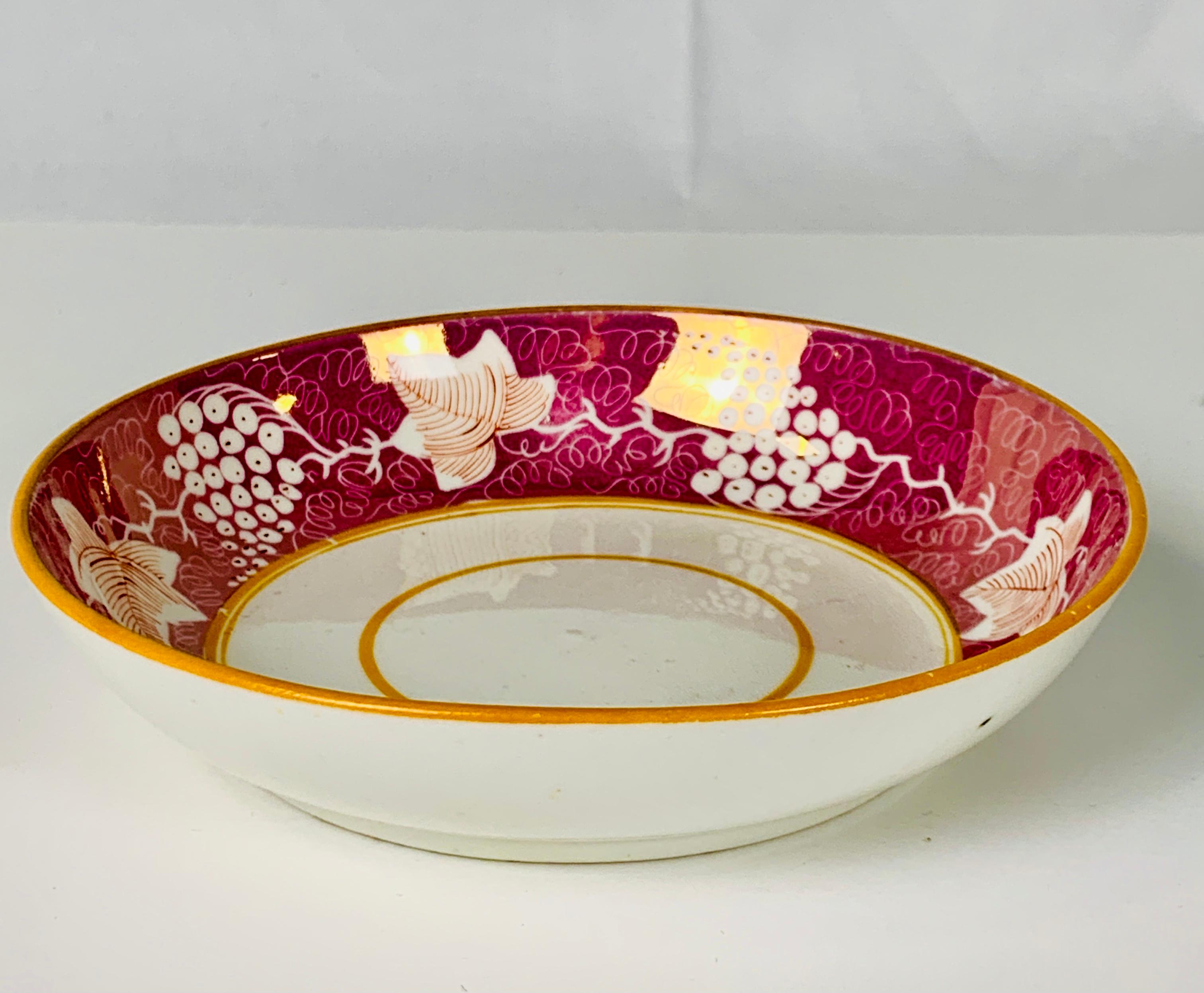 The Collection of Mario Buatta Pink Lustre Porcelain Saucer Made England c- 1830 1