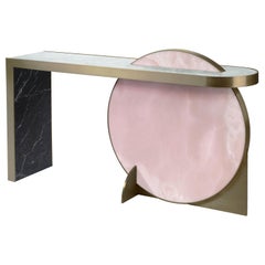The Collision Console Carrara Marble and Brushed Brass, Onyx, by Lara Bohinc