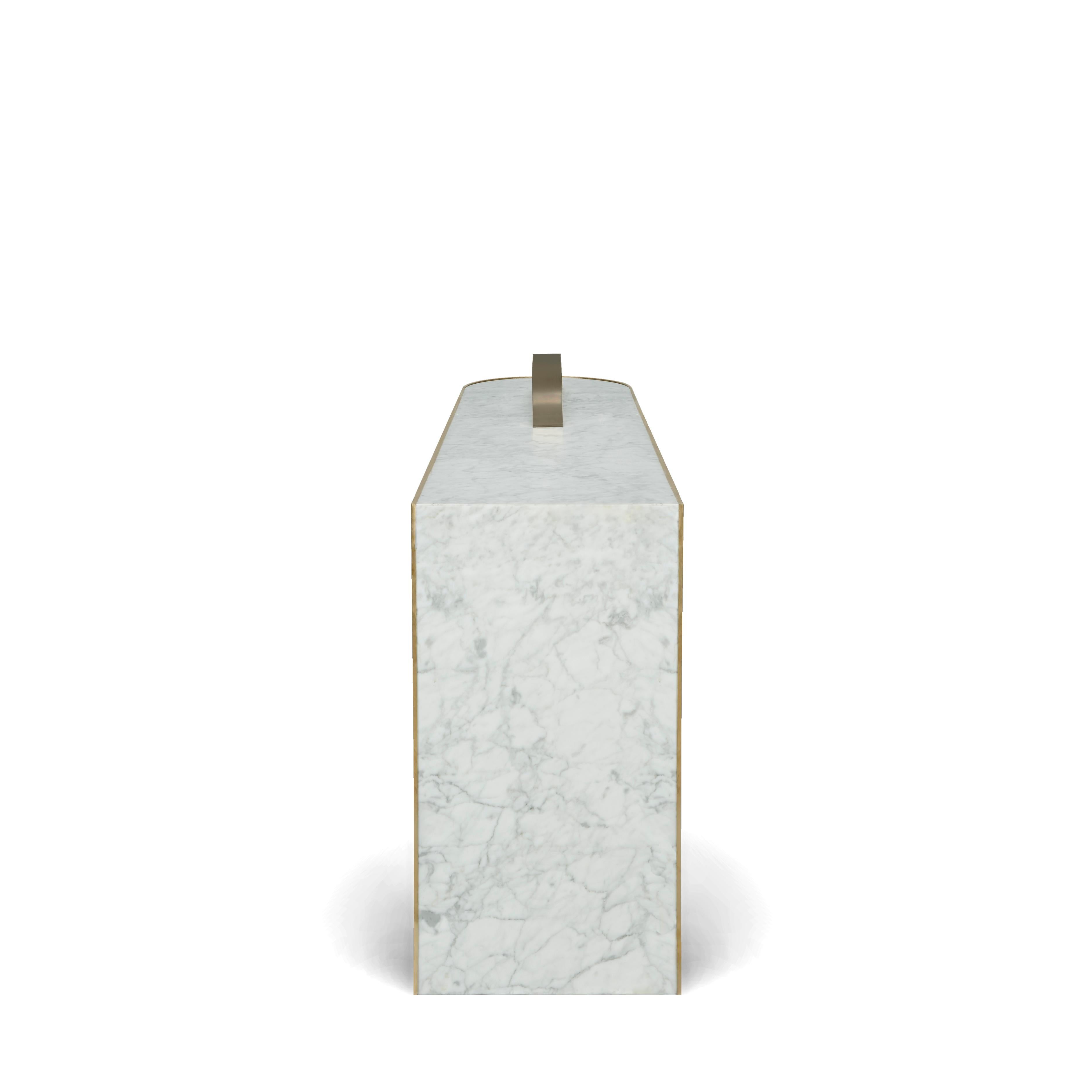Modern The Collision Console Carrara Marble and Brushed Brass, Snow, by Lara Bohinc For Sale
