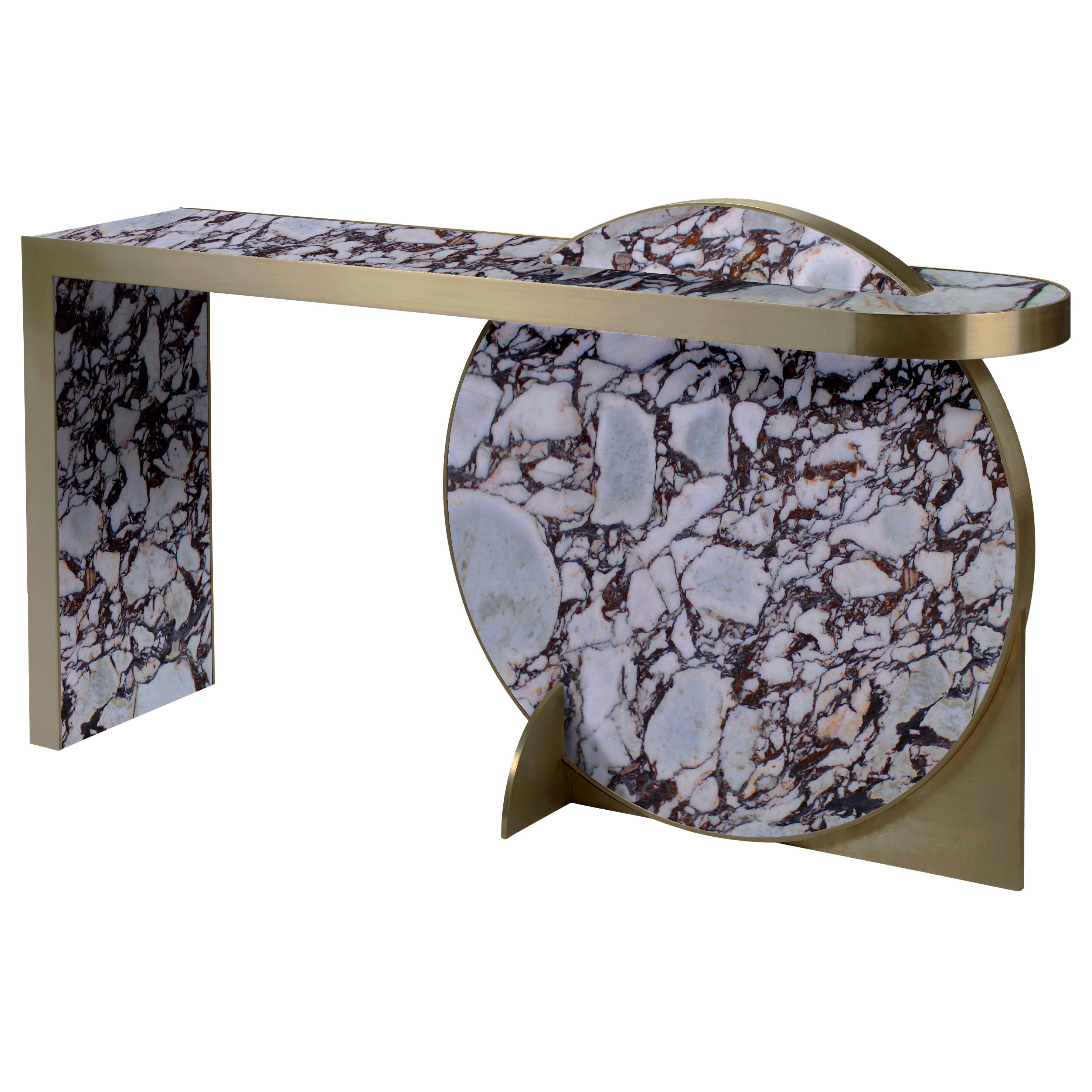 The Collision Console Carrara Marble and Brushed Brass, Viola, by Lara Bohinc