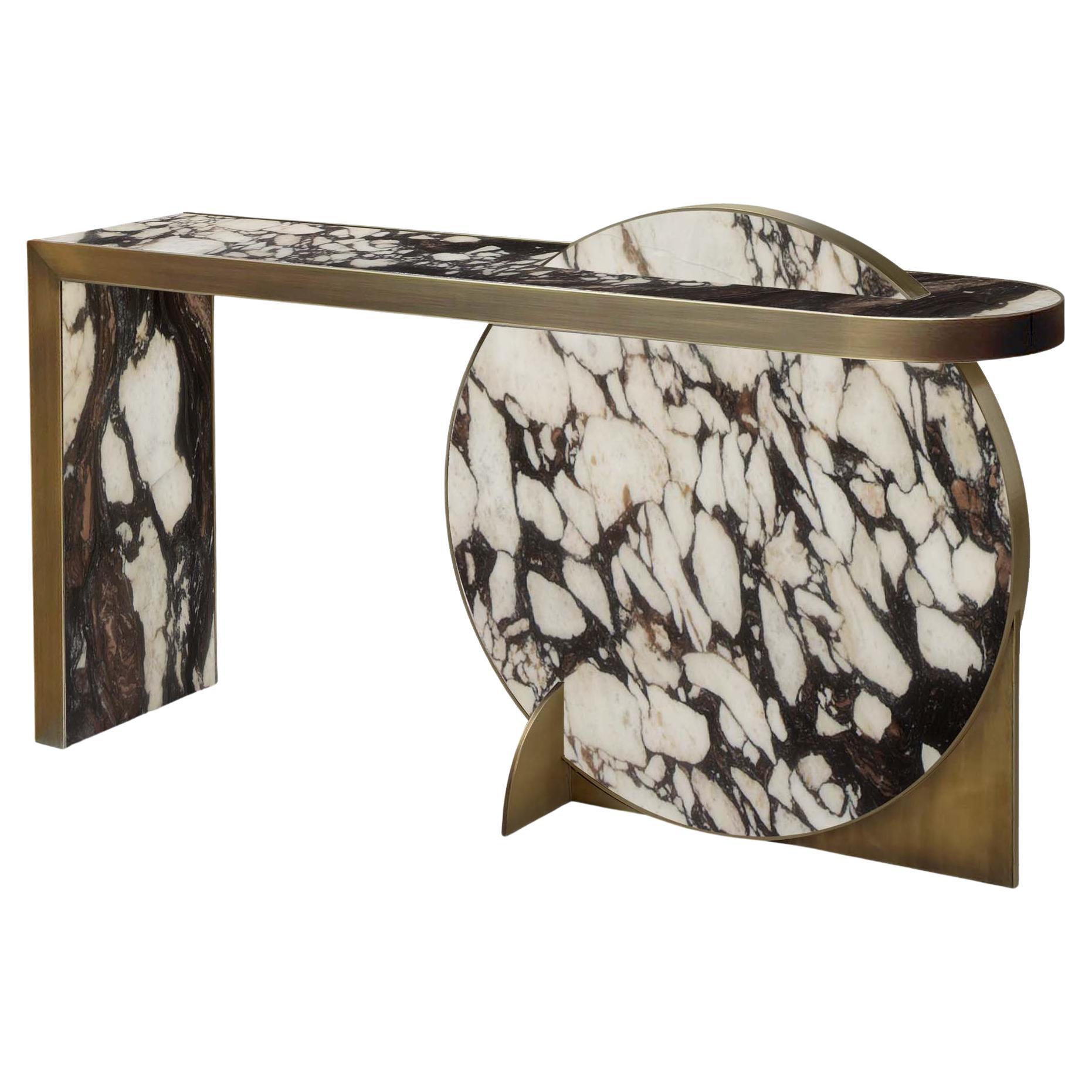 The Collision Console Carrara Marble and Brushed Brass, Viola, by Lara Bohinc For Sale