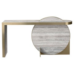 The Collision Console Travertine and Brushed Brass, by Lara Bohinc