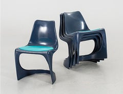 Color Beat, Cado, Five Stacking Chairs, 1970s Denmark, by Sten Østergaard